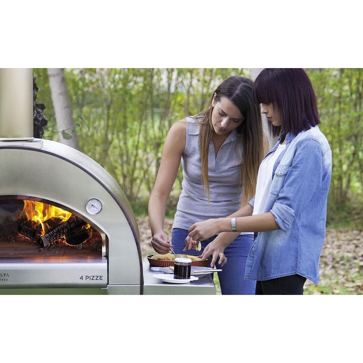 Alfa 4 PIZZE Wood Fired Outdoor Pizza Oven - FX4P LRAM T - Perfect for Backyard Cooking, Camping & Outdoor Entertaining