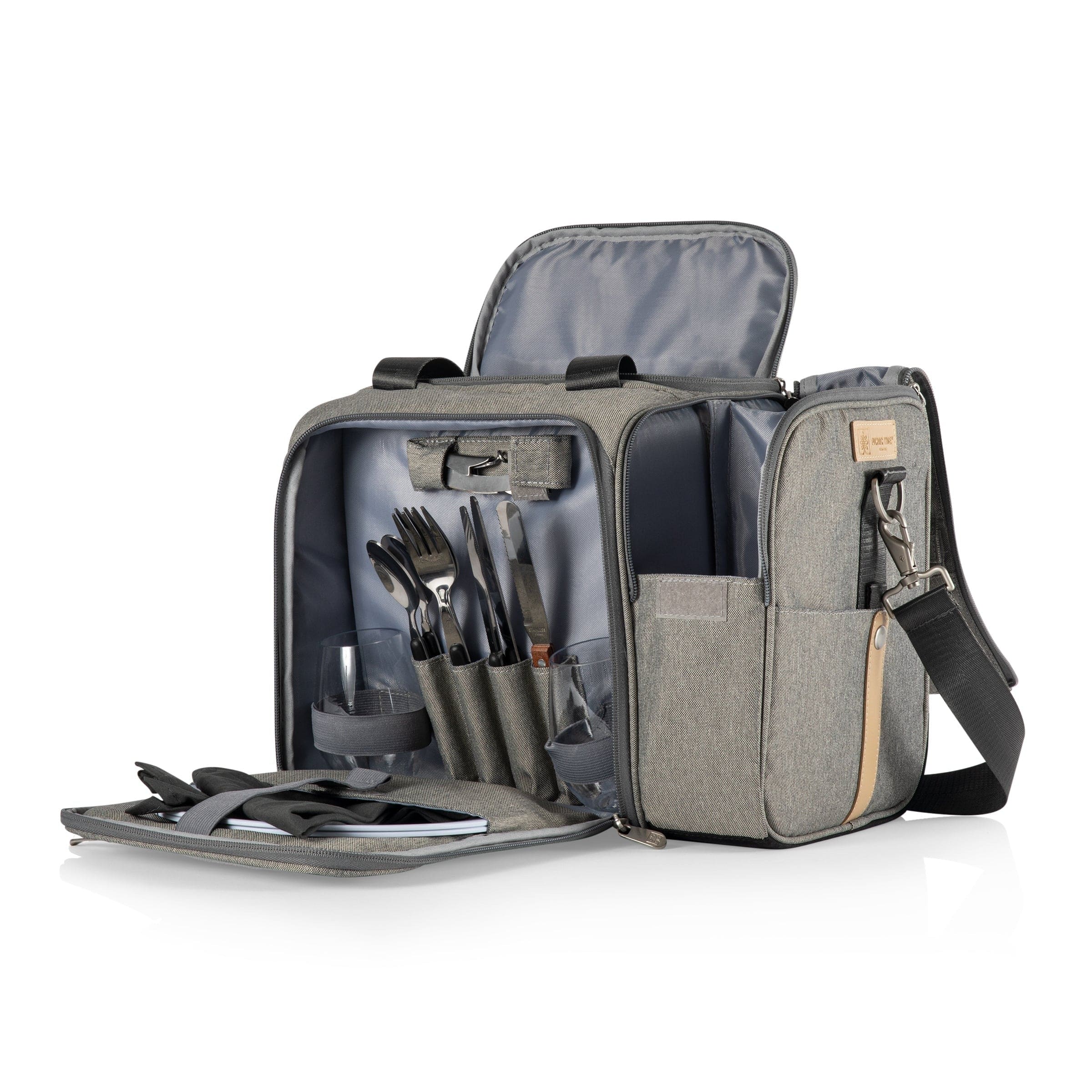 Picnic Time Malibu Frontier Edition Insulated Cooler Tote Bag - Gray with Black Accents for Beach, Camping & Outdoor Adventures