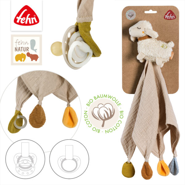 FehnNATUR Sensory Sheep Comforter - Soft Plush Baby Blanket for Newborns & Toddlers | Calming Sleep Aid for Nursery, Stroller & Travel | Organic Cotton Security Blanket for Soothing & Comfort