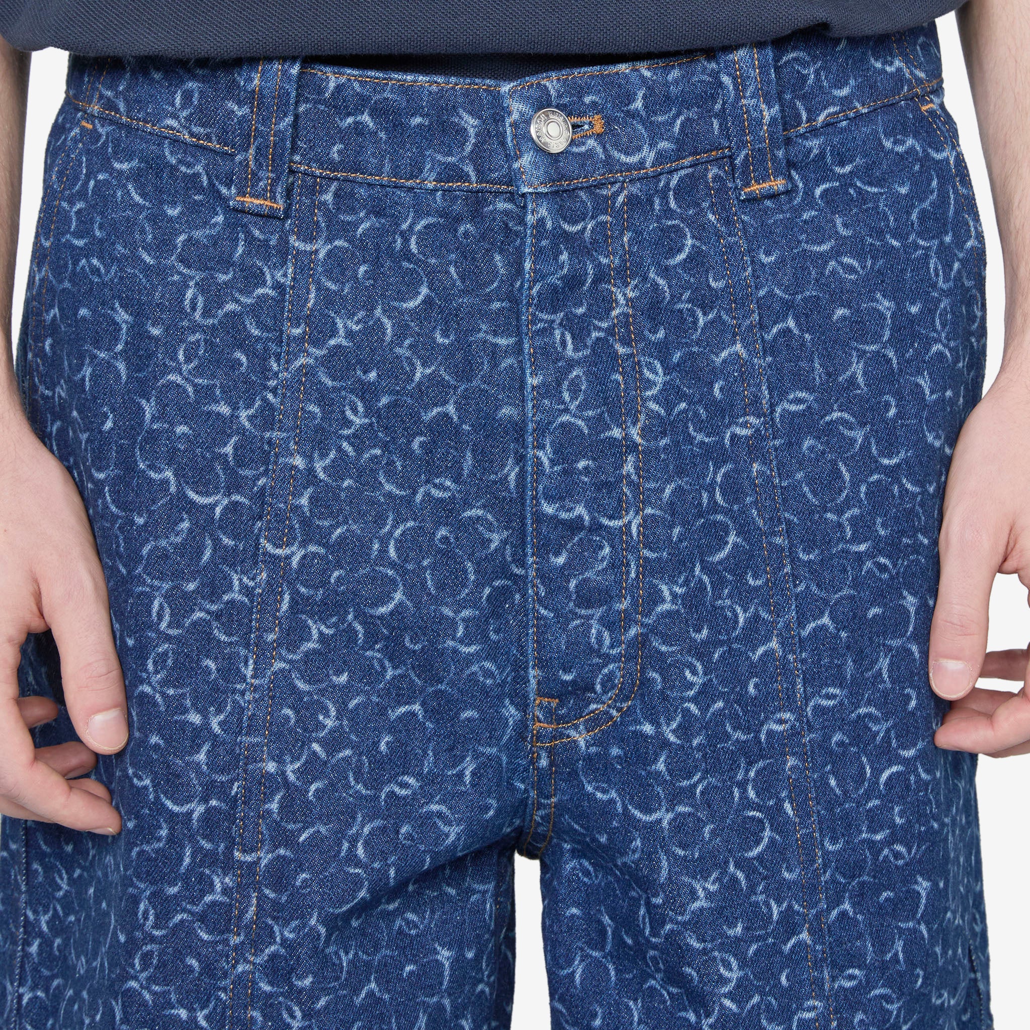 Laser Print Denim Workwear Bermuda Shorts for Men - Durable & Stylish for Work, Outdoor & Casual Wear