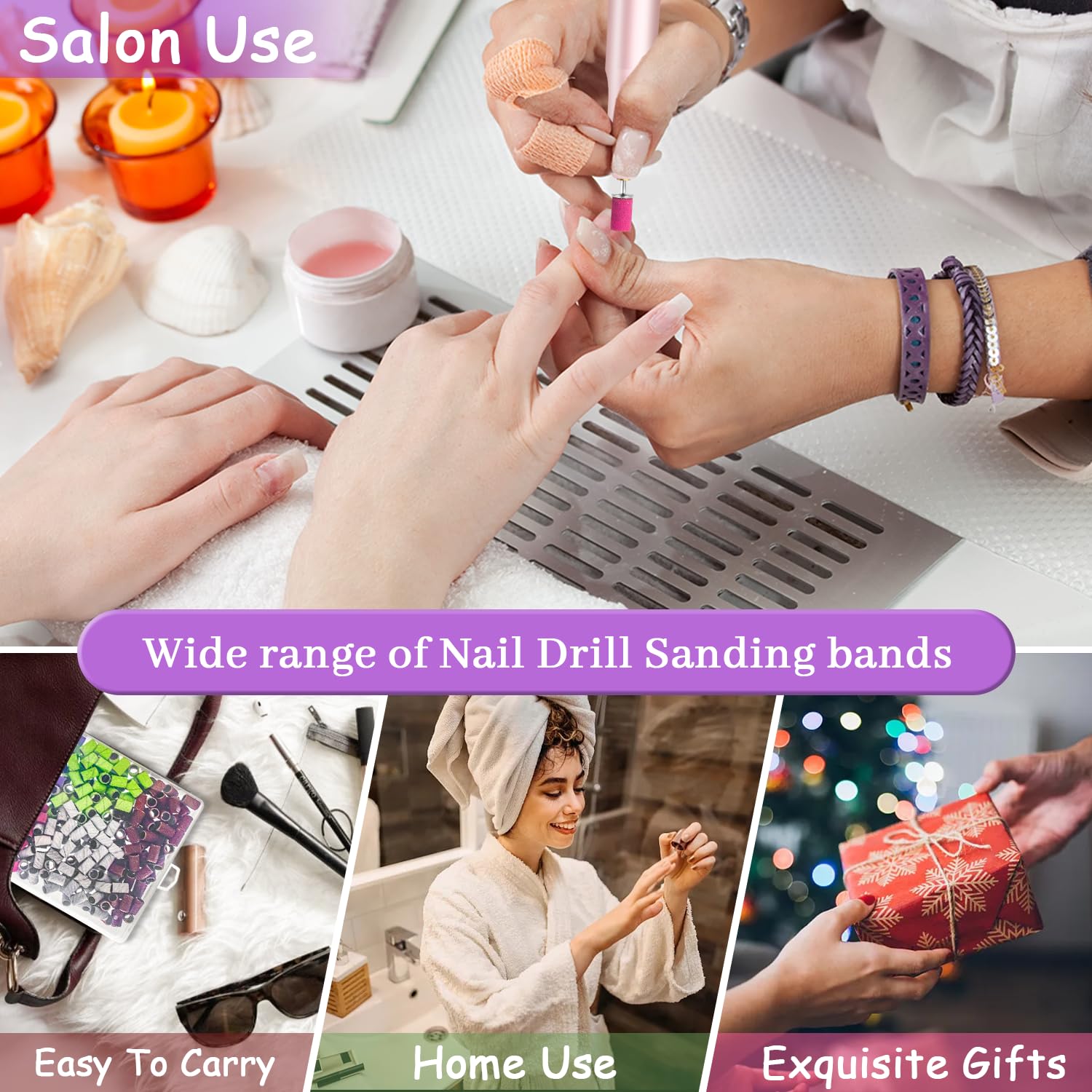 240 Grit Sanding Bands for Nail Drill - 100Pcs Extra Fine Nail Sanding Bands for Natural Nails Polishing, Shaping & Manicure - Professional Zebra Sanding Bands Set for At-Home & Salon Nail Care - Perfect for Gel, Acrylic & Pedicure Applications