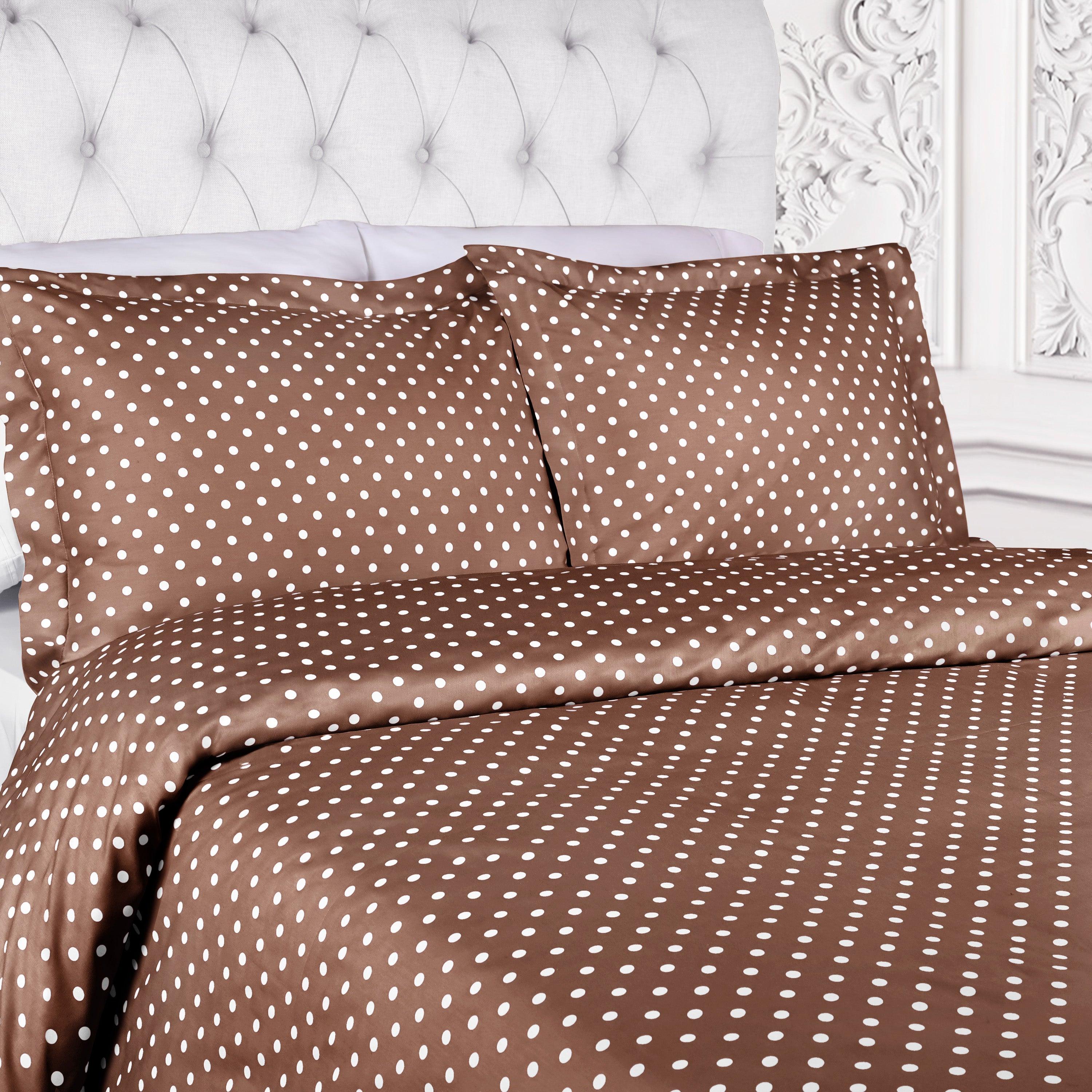 Premium 600 Thread Count Cotton Blend Polka Dot Duvet Cover Set - Soft & Breathable Bedding for Cozy Nights - Perfect for Master Bedroom, Guest Room & Dorm Decor