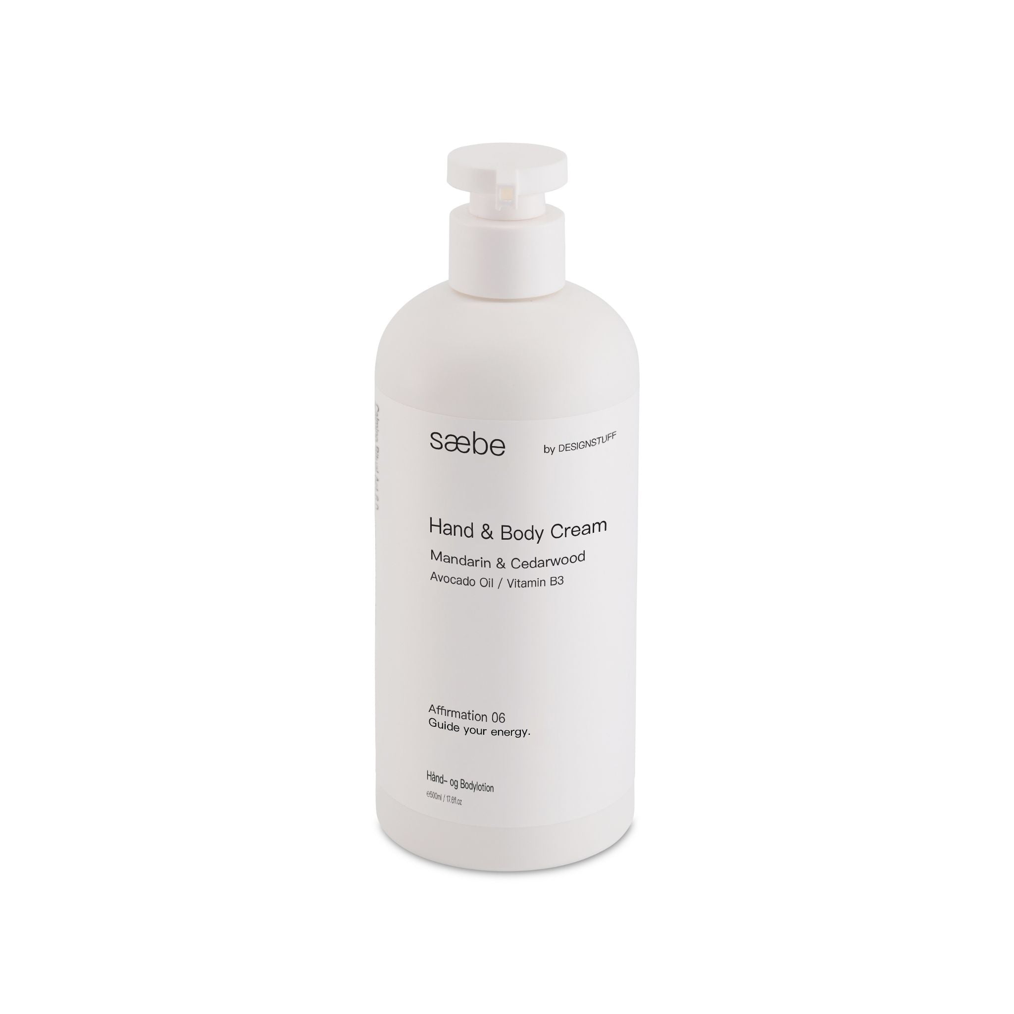 DESIGNSTUFF Saebe Hand & Body Cream - Mandarin & Cedarwood Scent, 500ml - Hydrating Moisturizer for Dry Skin, Perfect for Daily Use & Gift Giving