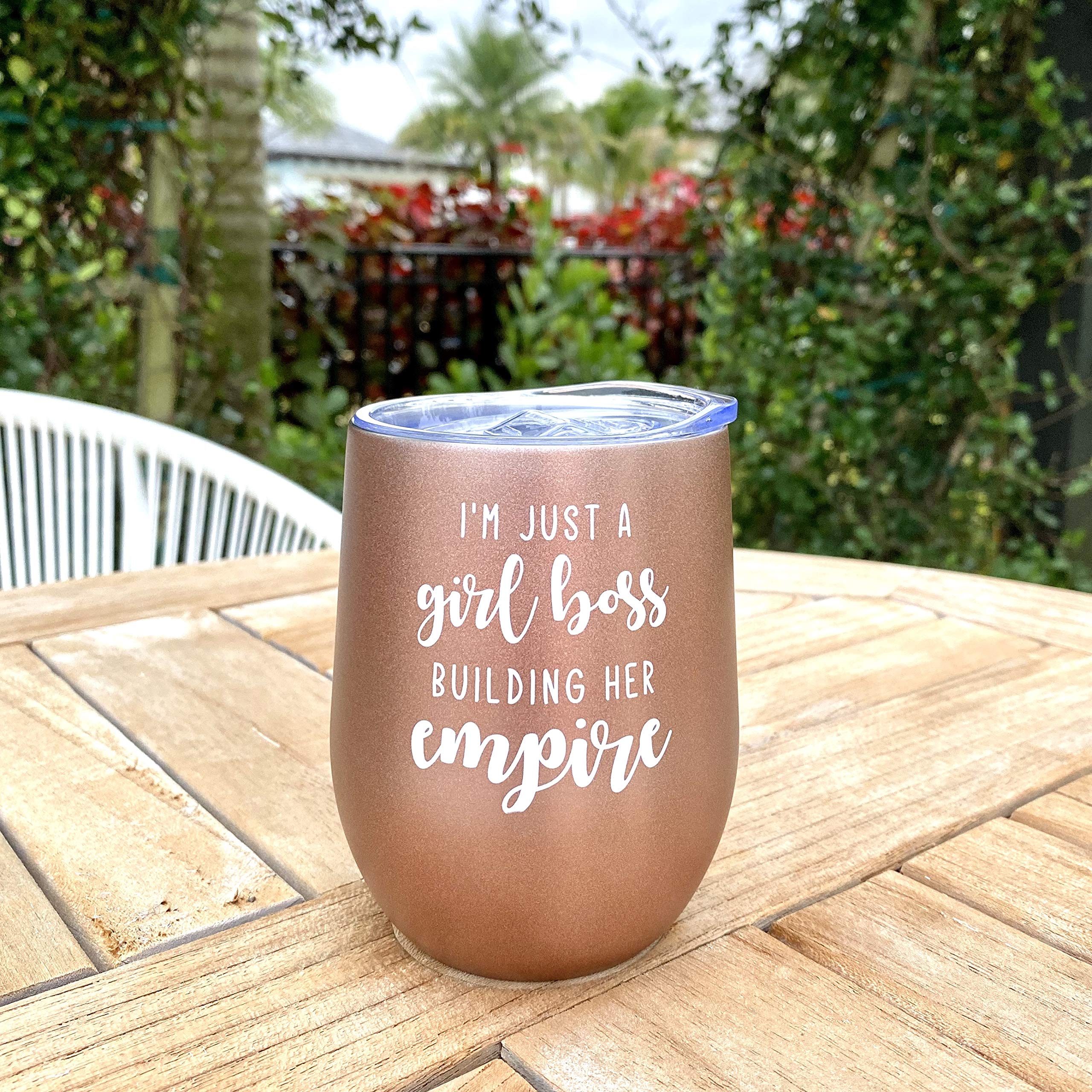 Empire Building Wine Glass Tumbler - Motivational Boss Lady Coffee Mug Gift for Women Entrepreneurs | Perfect for Office, Home Decor & Inspirational Gifts