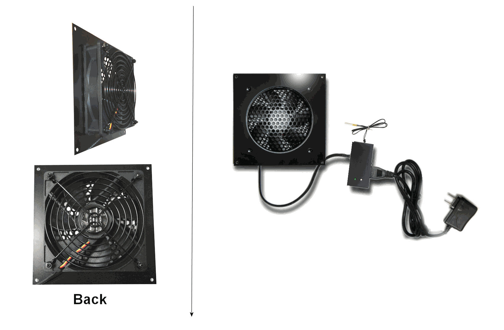 Coolerguys Single 120mm PC Cooling Fan Kit with Pre-Set Thermal Controller CG-1201P - Perfect for Computer Case, Gaming PC & Server Cooling