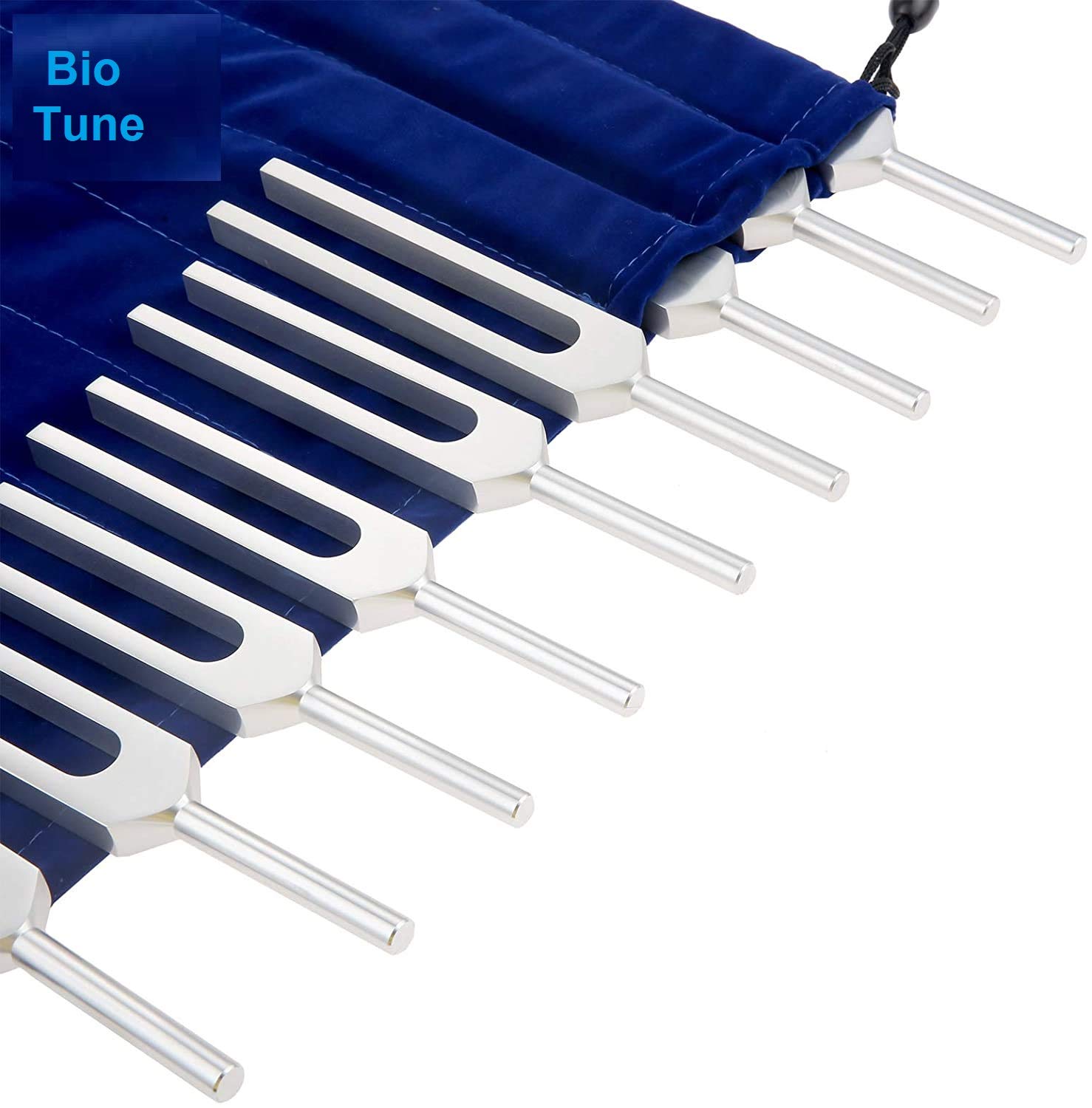 BioTune Solfeggio Tuning Fork Set - 9 Tuning Forks with Hammer & Carrying Bag for Sound Therapy, DNA Healing, Chakra Balancing | Perfect for Sound Healers, Music Therapy, Meditation & Energy Work | Professional Vibration Tools for Holistic Wellness