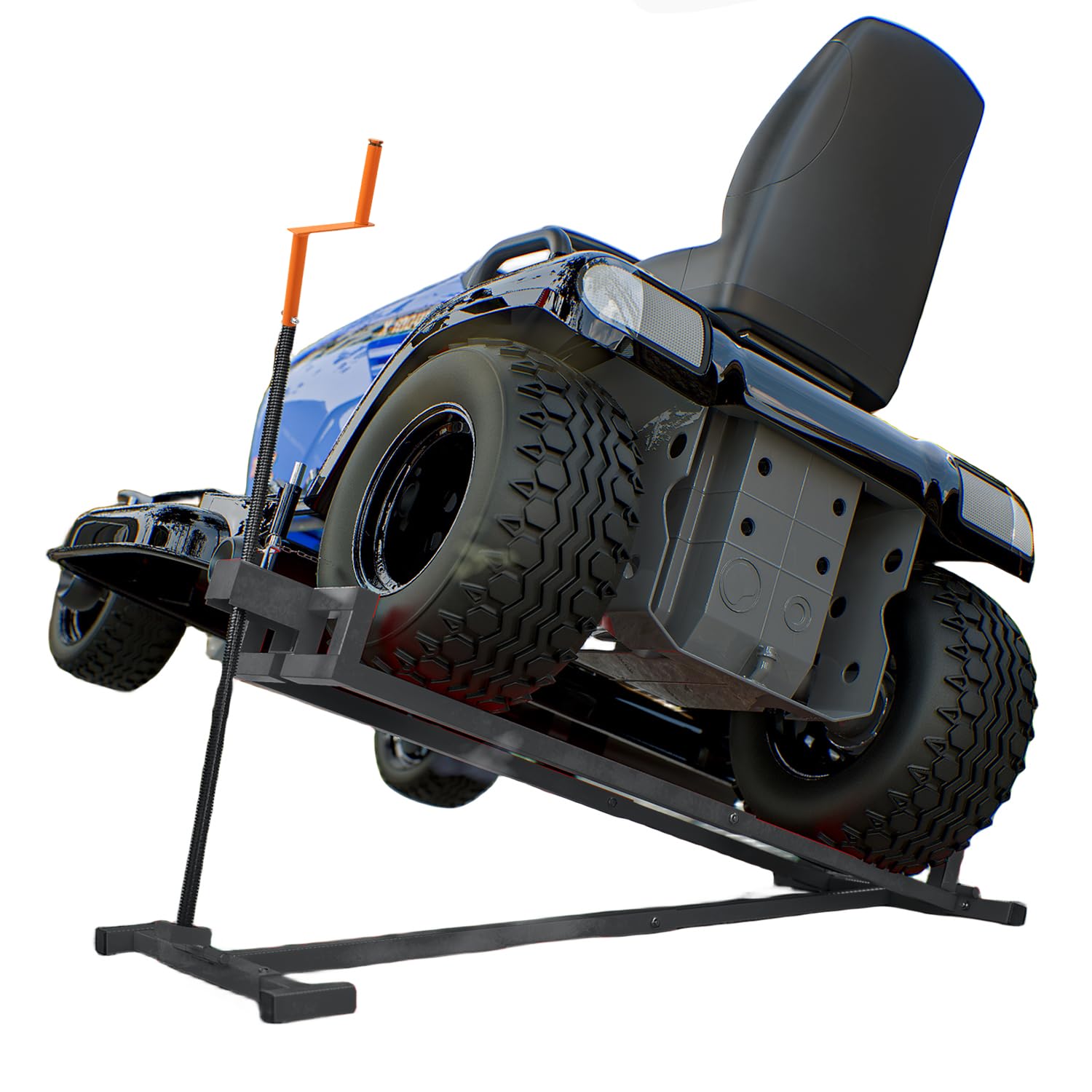 Heavy Duty 882LBS Capacity Lawn Tractor Lift Jack - Riding Mower Maintenance Platform with Manual Handle & Power Tool Extension for Garden Tractors (Gray) - Perfect for DIY Mower Repairs, Tire Changes & Underbody Maintenance