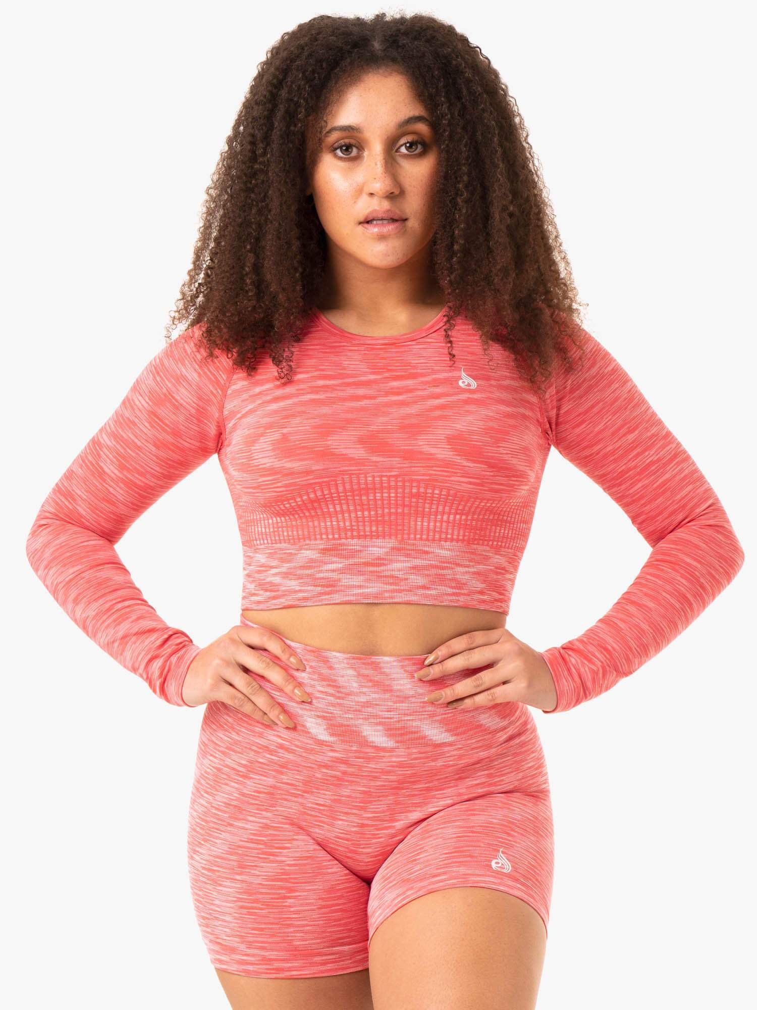 Evolve Seamless Long Sleeve Workout Top for Women - Coral | Yoga, Gym & Running Shirt | Moisture Wicking & Comfortable Activewear