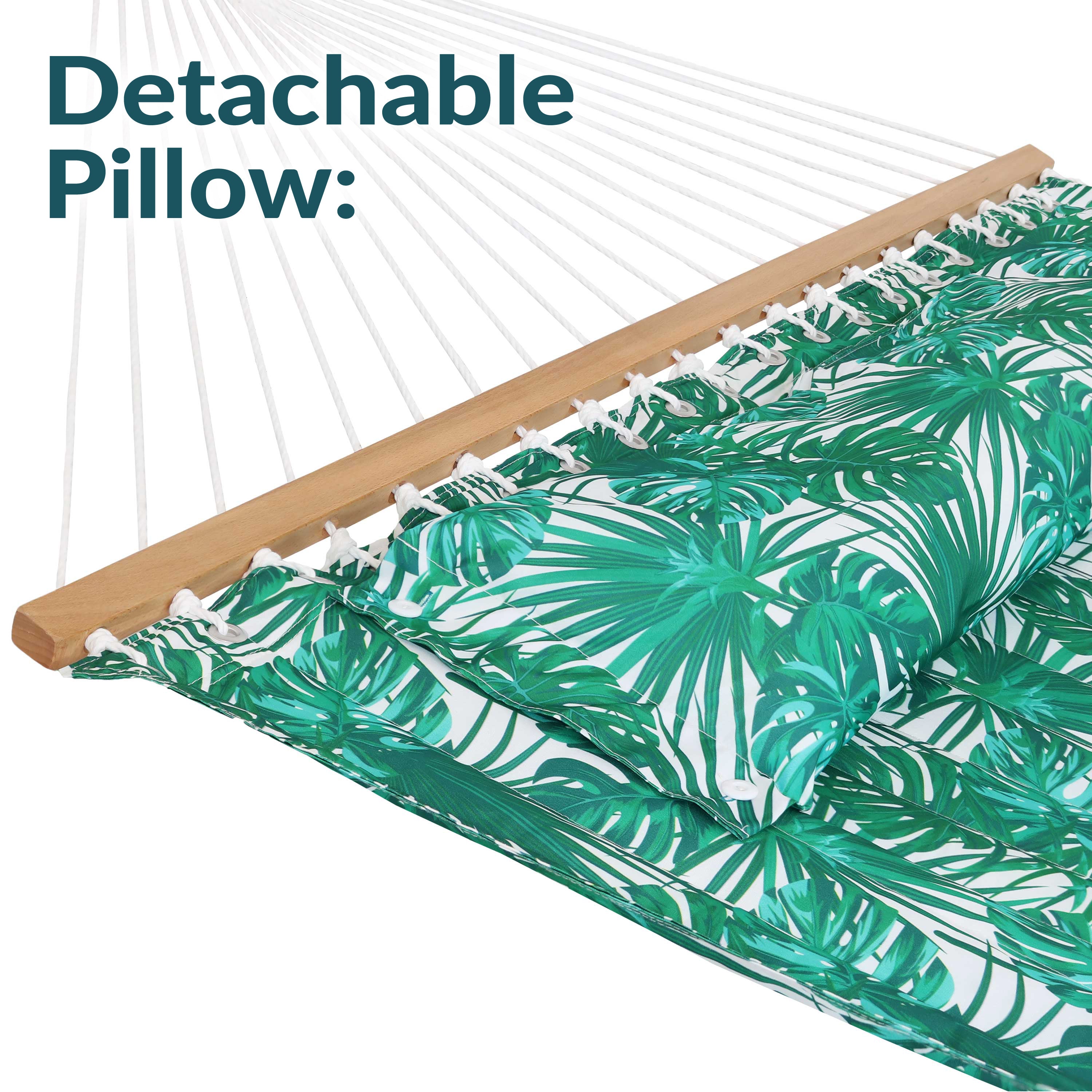 Sunnydaze 2-Person Outdoor Hammock with Spreader Bar & Pillow - Perfect for Backyard Relaxation, Camping, and Beach Lounging