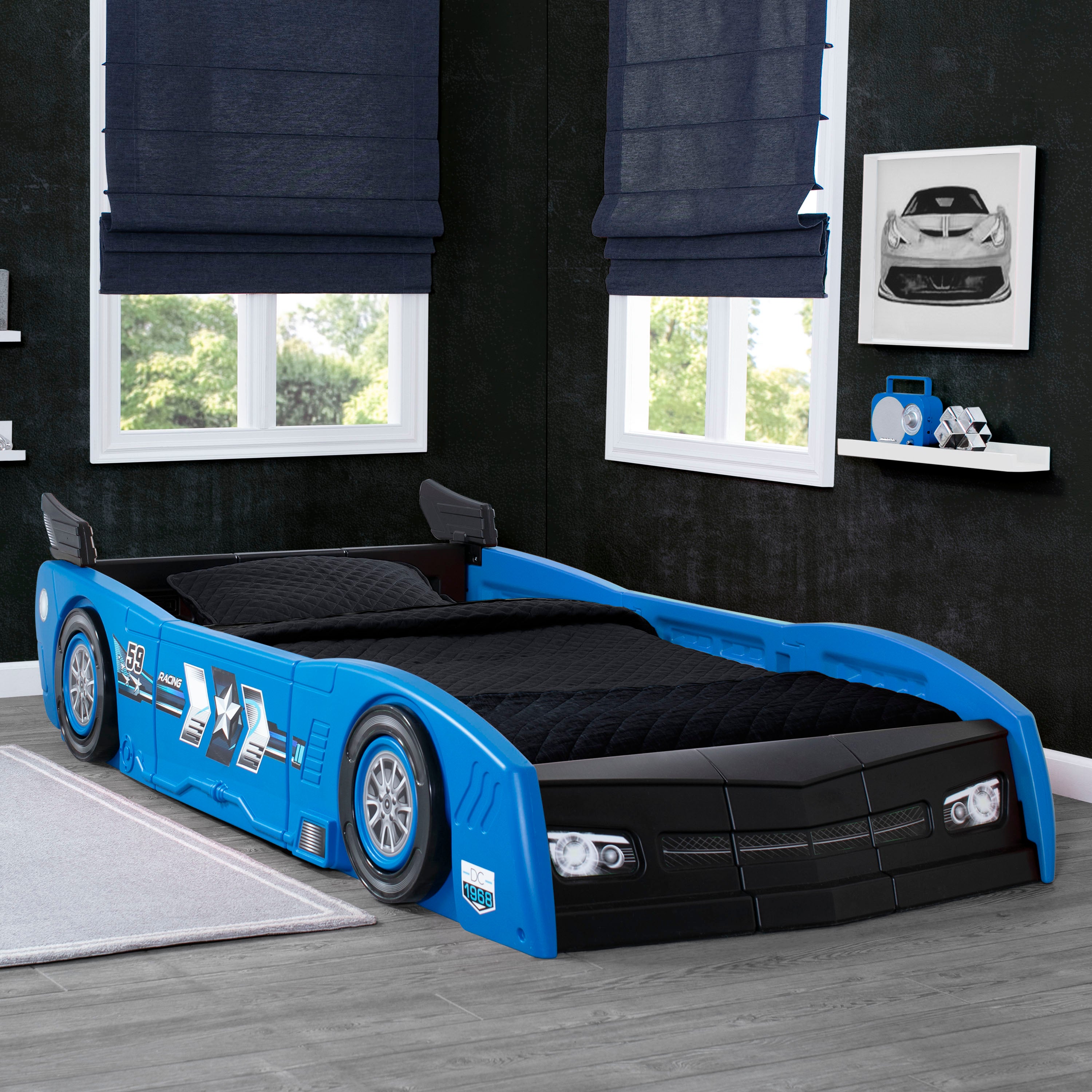 Grand Prix Race Car Toddler to Twin Bed - Convertible Kids Bed for Boys & Girls - Perfect for Nursery, Bedroom, and Playroom Decor