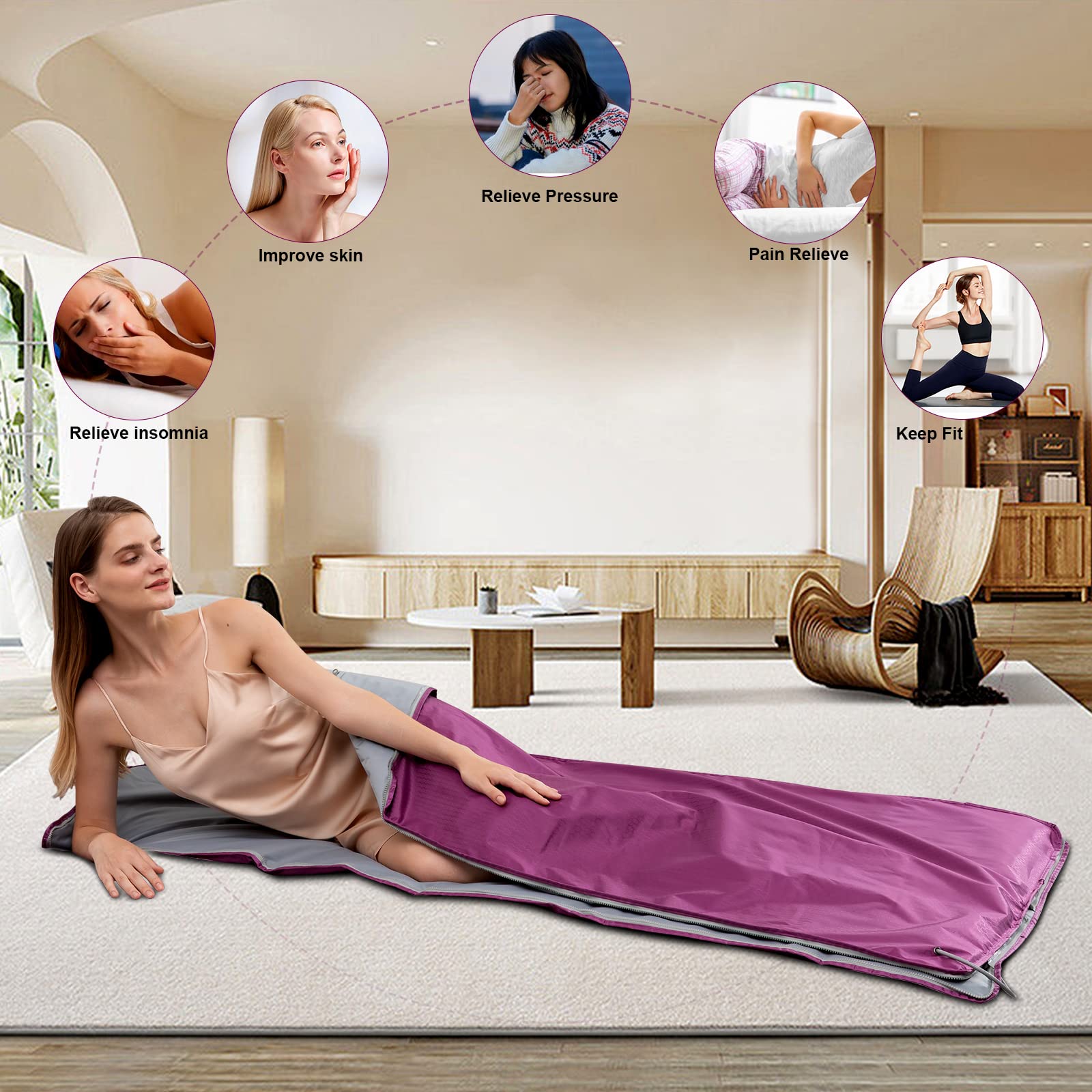 Infrared Sauna Blanket for Home Use - Portable Personal Sauna Wrap with Red Light Therapy | Detox, Relaxation & Pain Relief | Perfect for Home Spa, Yoga Recovery & Post-Workout Relaxation