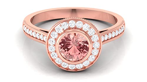 1.75 CT Morganite & Moissanite Engagement Ring in 14K Solid Gold - Classic Vintage Style with Milgrain Detailing, Perfect for Weddings, Proposals, and Anniversary Gifts
