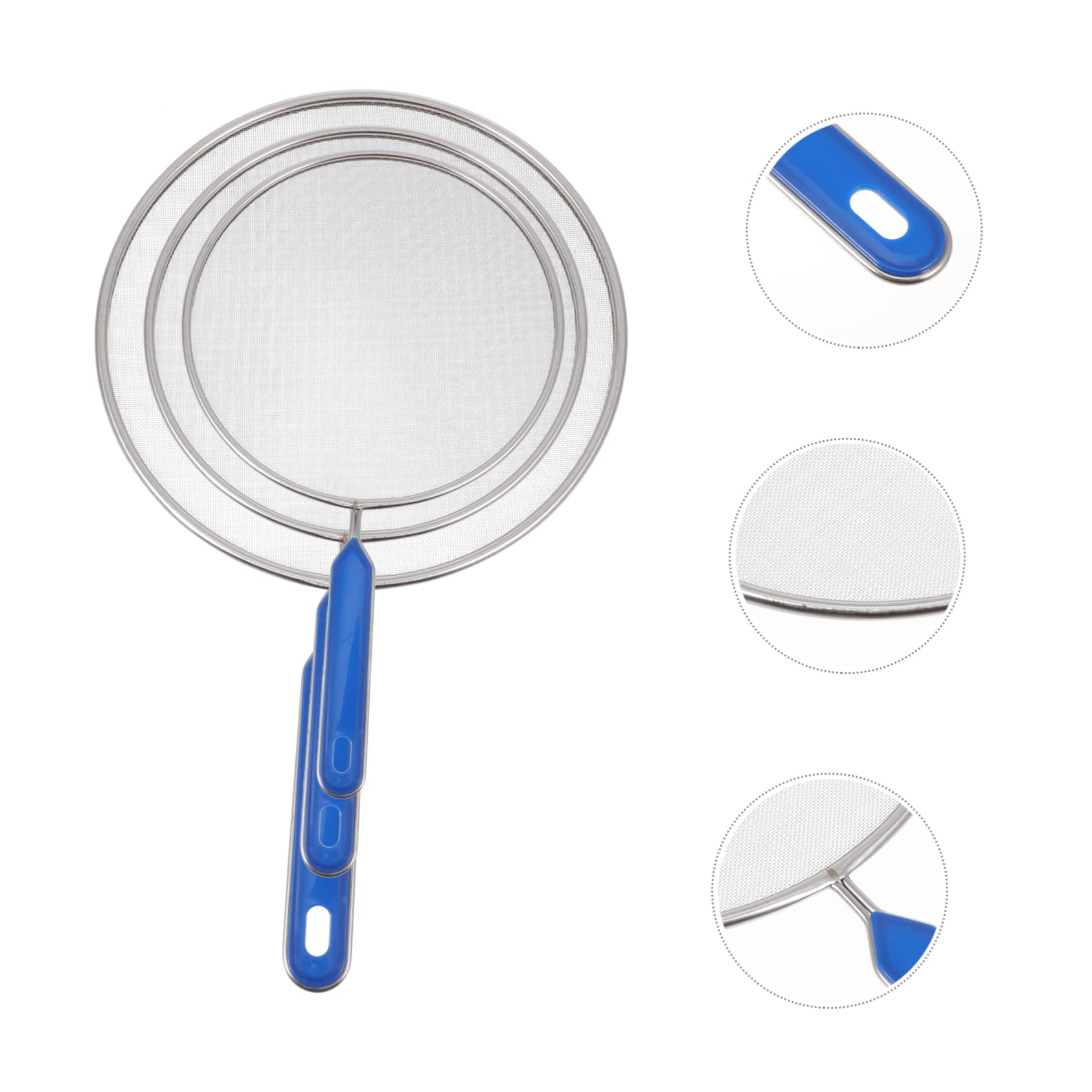 Hemoton 3-Pack Oil Splatter Guard for Frying Pans - Anti-Splash Cooking Oil Net Cover with Non-Slip Design - Perfect for Sauteing, Frying & Deep Frying at Home