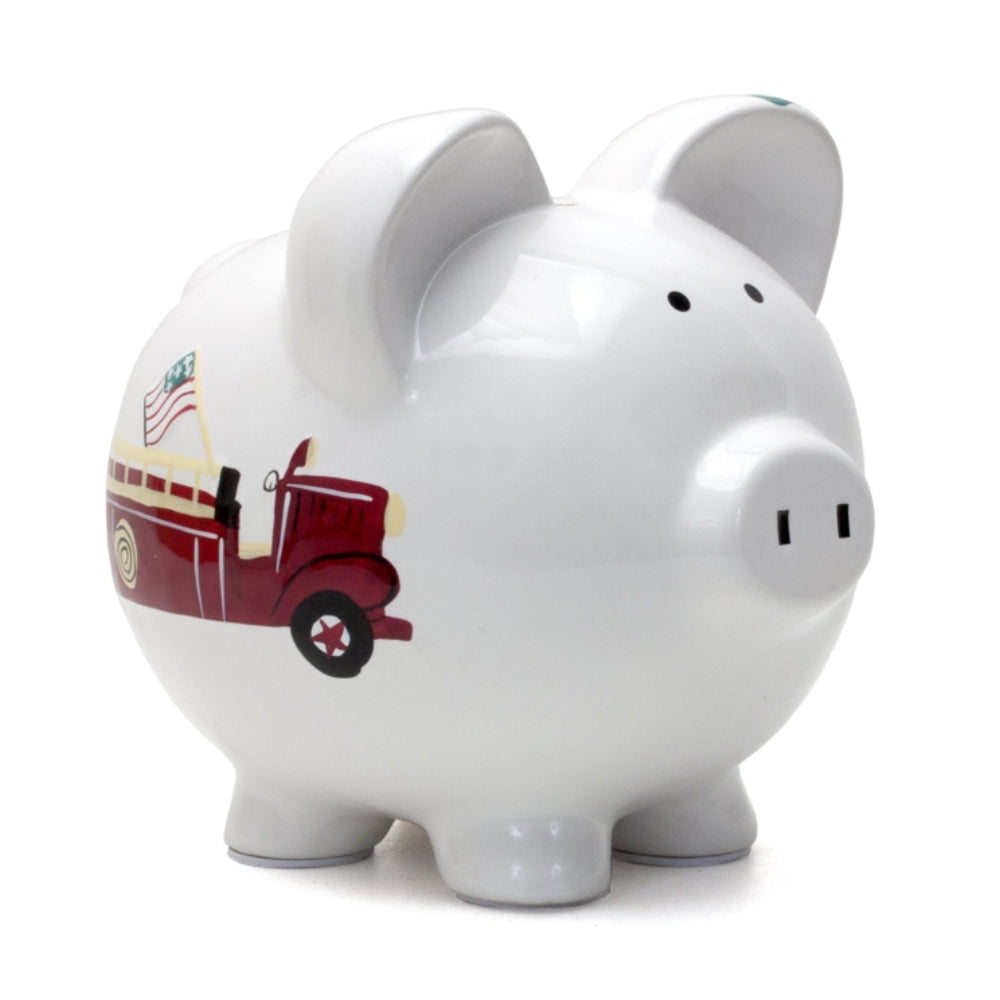 Child To Cherish Firetruck Piggy Bank - Fun & Educational Savings Bank for Kids - Perfect Gift for Birthday, Christmas & Financial Literacy Learning