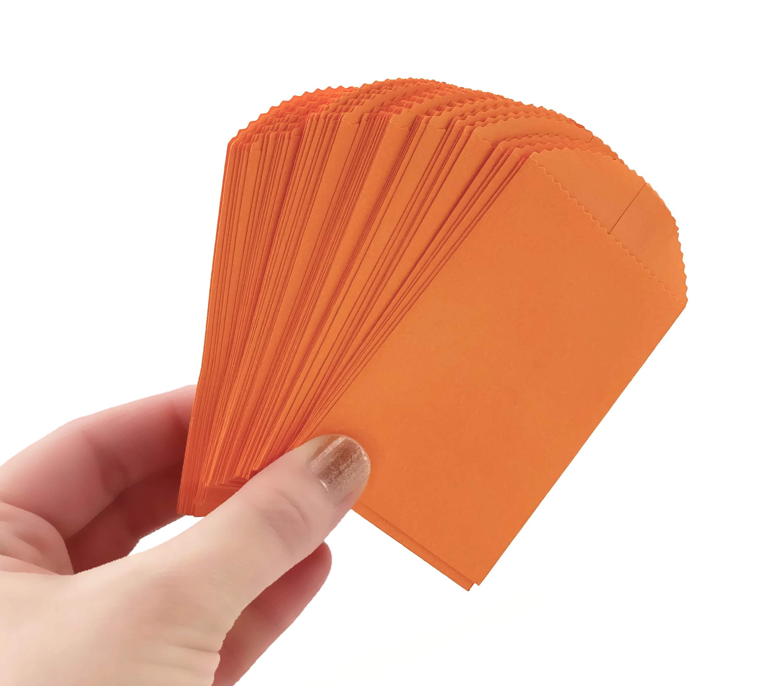 50-Pack Orange Mini Paper Favor Bags 4x2.5 Inches - Perfect for Cutlery, Candy & Party Favors - Fiesta, Birthday, Baby Shower Decorations