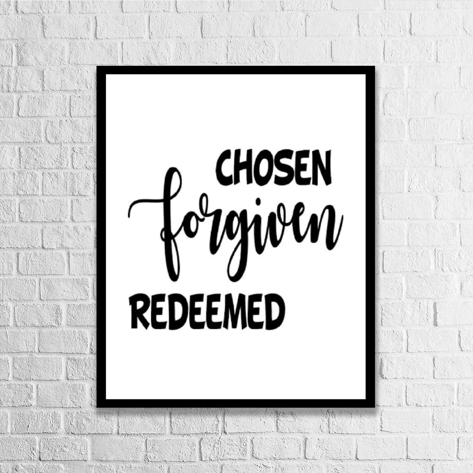 Forgiven Redeemed Wooden Plaque - Rustic Wood Framed Wall Art Sign for Home Decor, Living Room, Bedroom & Office - Inspirational Christian Scripture Poster