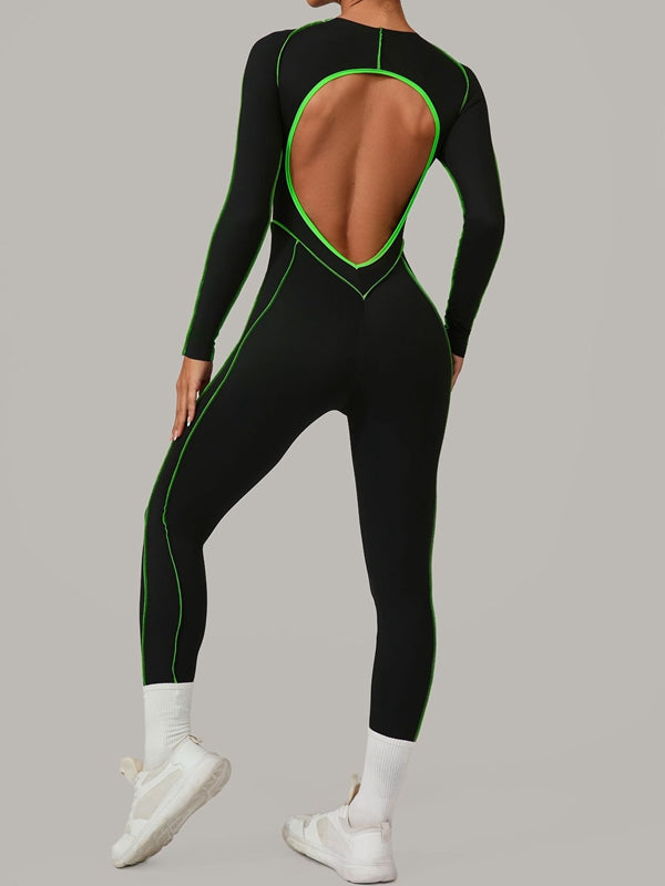 ZASUWA Women's Sexy Backless Contrast Color Stripes Jumpsuit - Perfect for Night Out, Party, and Date Night