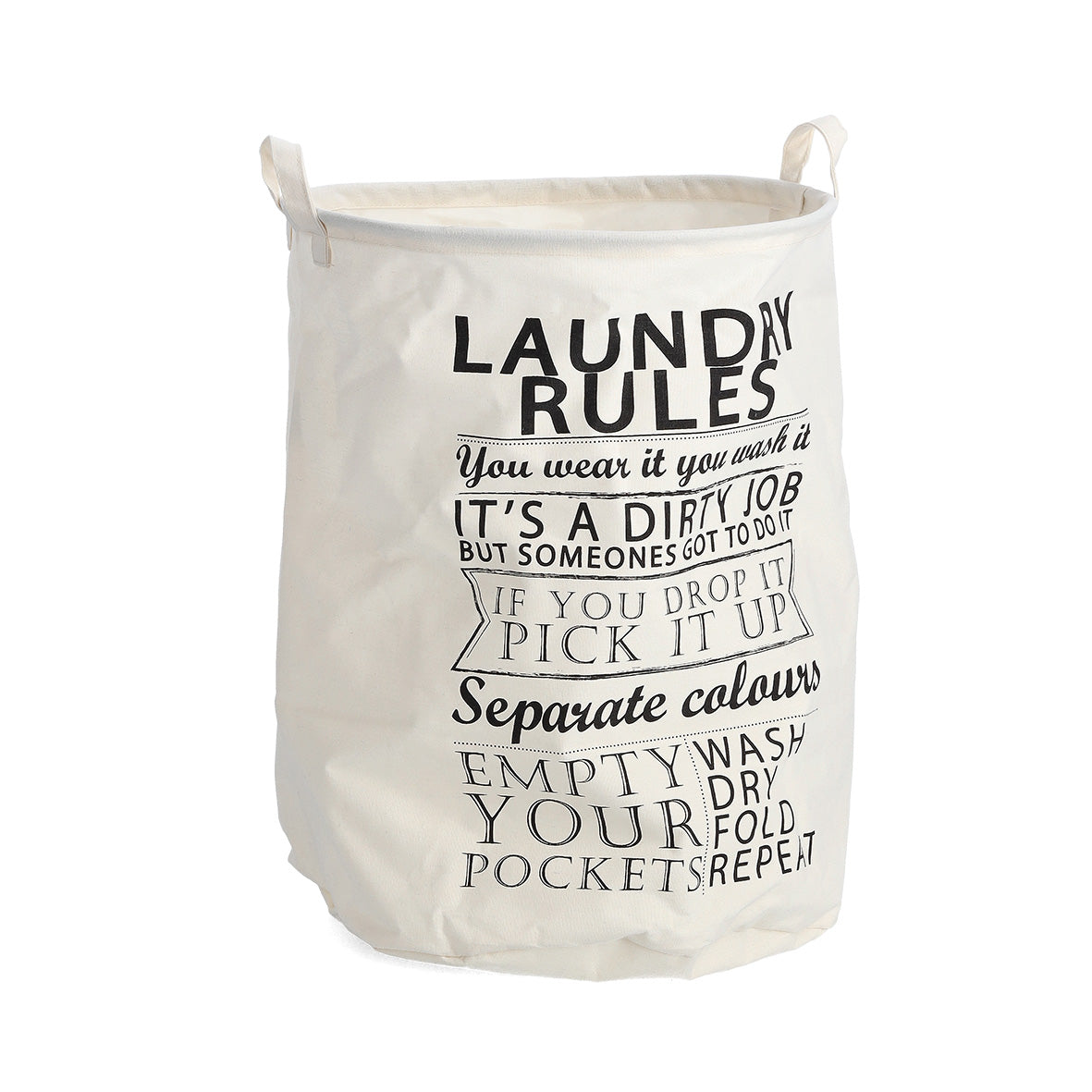 Canvas Laundry Hamper with Rules - Foldable Clothes Basket for Bedroom, Bathroom & Dorm Organization - Perfect for Home, College & Travel Use