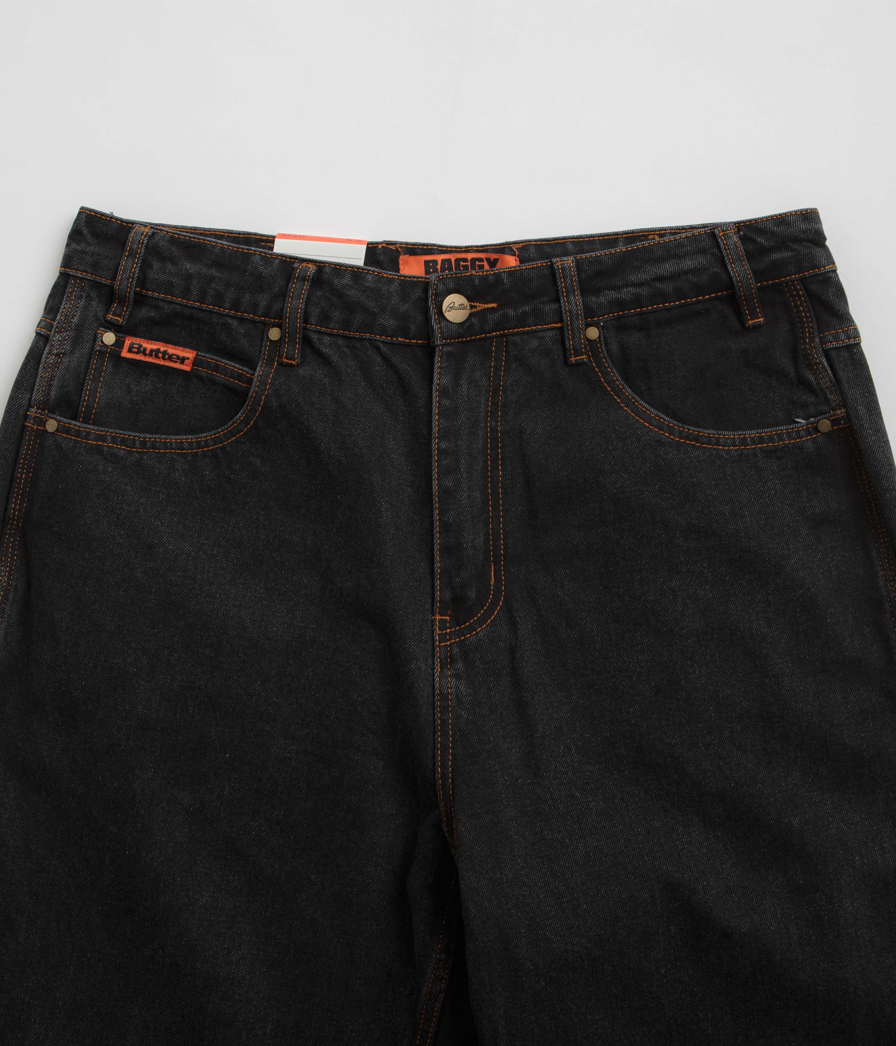 Butter Goods Baggy Denim Jeans for Men - Washed Black Relaxed Fit Vintage Streetwear | Perfect for Casual Wear, Hip Hop Fashion and Urban Street Style