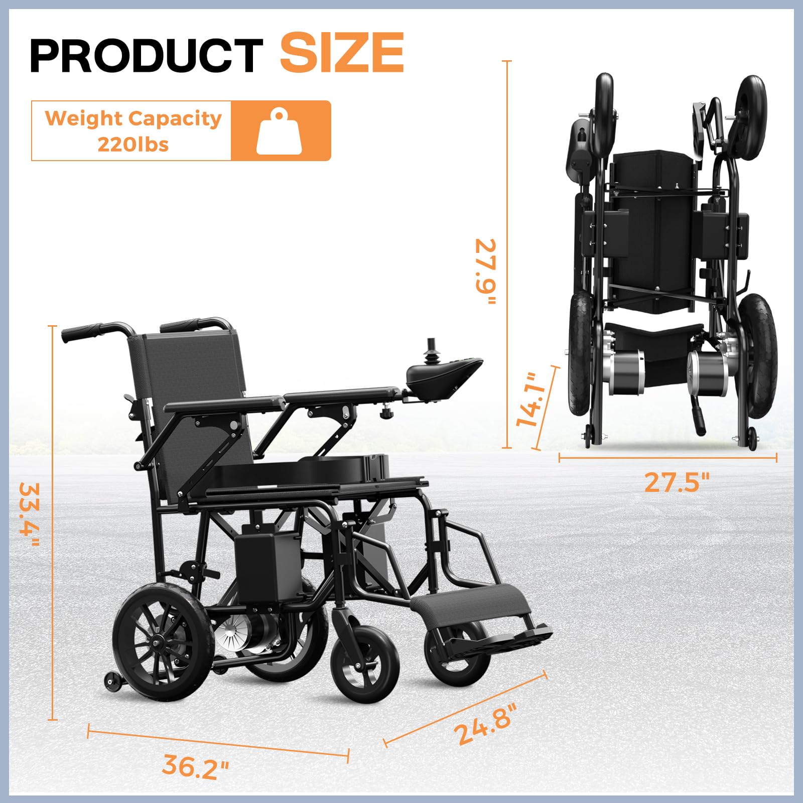 Foldable Electric Wheelchair for Adults & Seniors - Long Range All-Terrain Mobility Scooter with Intelligent Controls | Perfect for Outdoor Adventures, Shopping & Daily Commuting (Black)