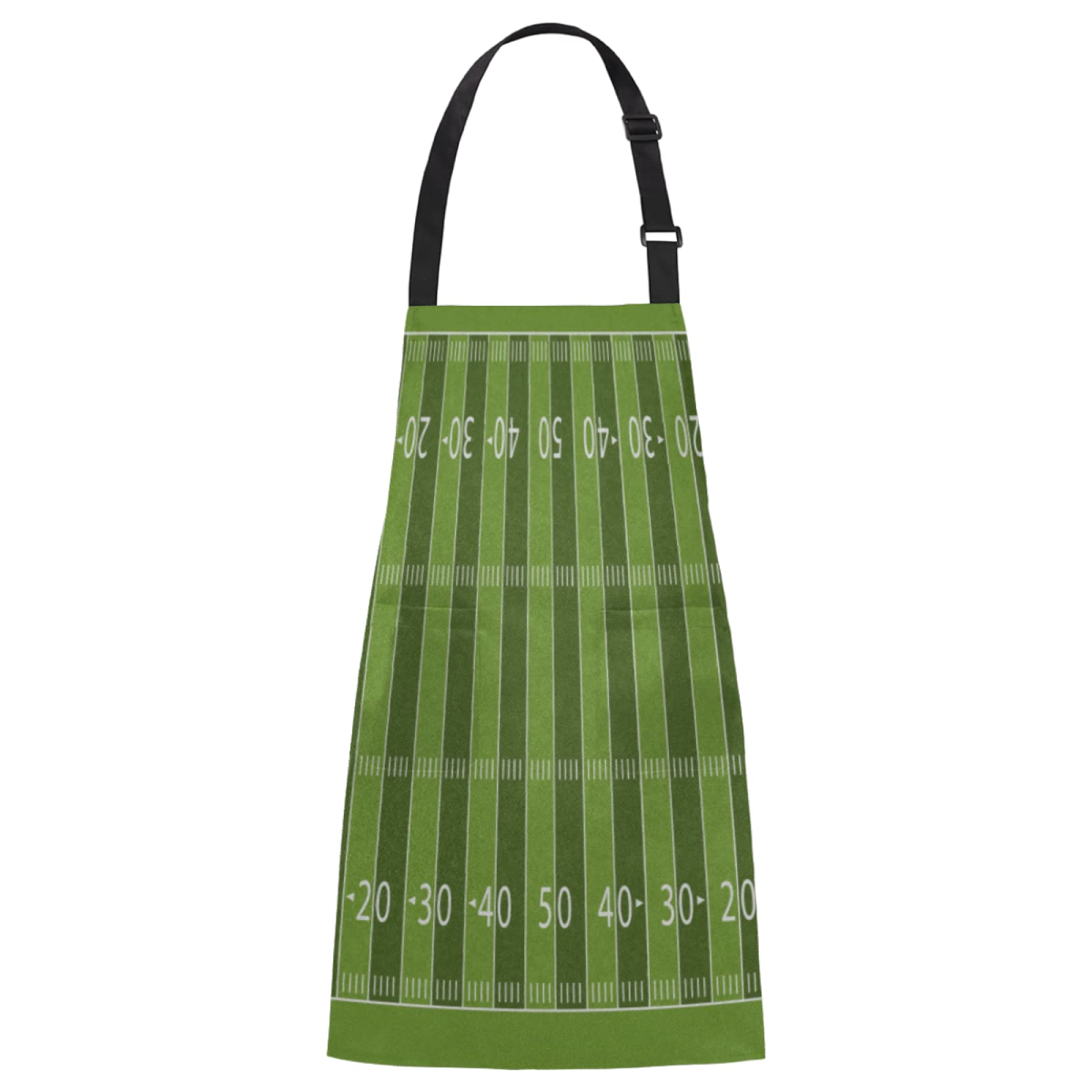 Green Adjustable Football Field Bib Apron with Pockets - Chef Cooking Kitchen Apron for Women, Men & Kids - Perfect for BBQ, Baking, Grilling & Restaurant Work