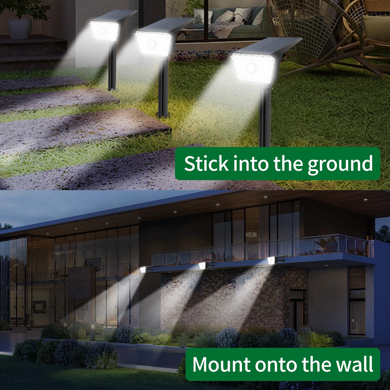 **6 Pack Solar Lights Outdoor Waterproof IP67 - Motion Sensor Landscape Lighting, 7000K Solar Spotlights with 4 Modes & Auto On/Off for Garden, Yard, Pathway, Patio (Ideal for Home Security & Nighttime Illumination)**