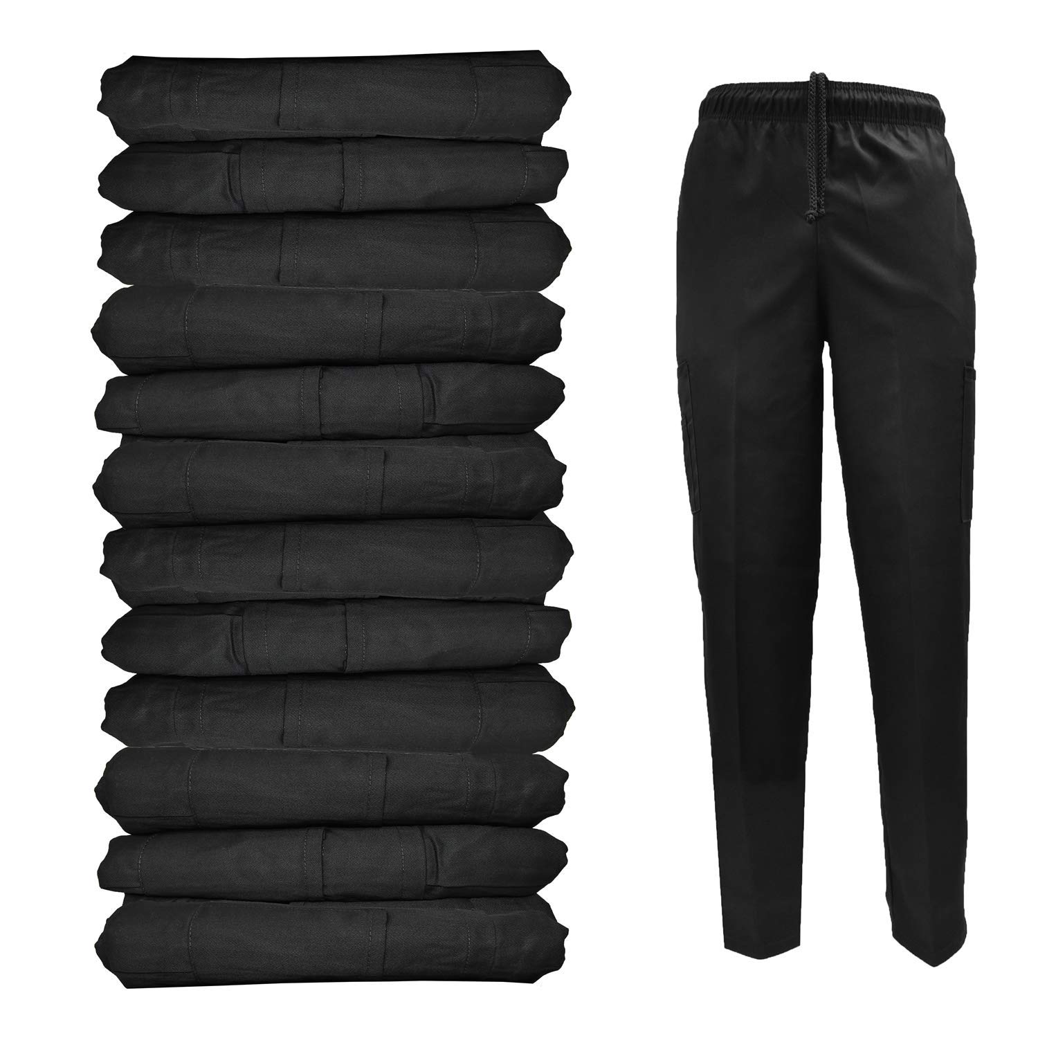 Premium 6-Pocket Black Chef Pants - Natural Uniforms Classic Style (Multi-Pack Options) | Professional Kitchen Wear for Chefs & Culinary Students