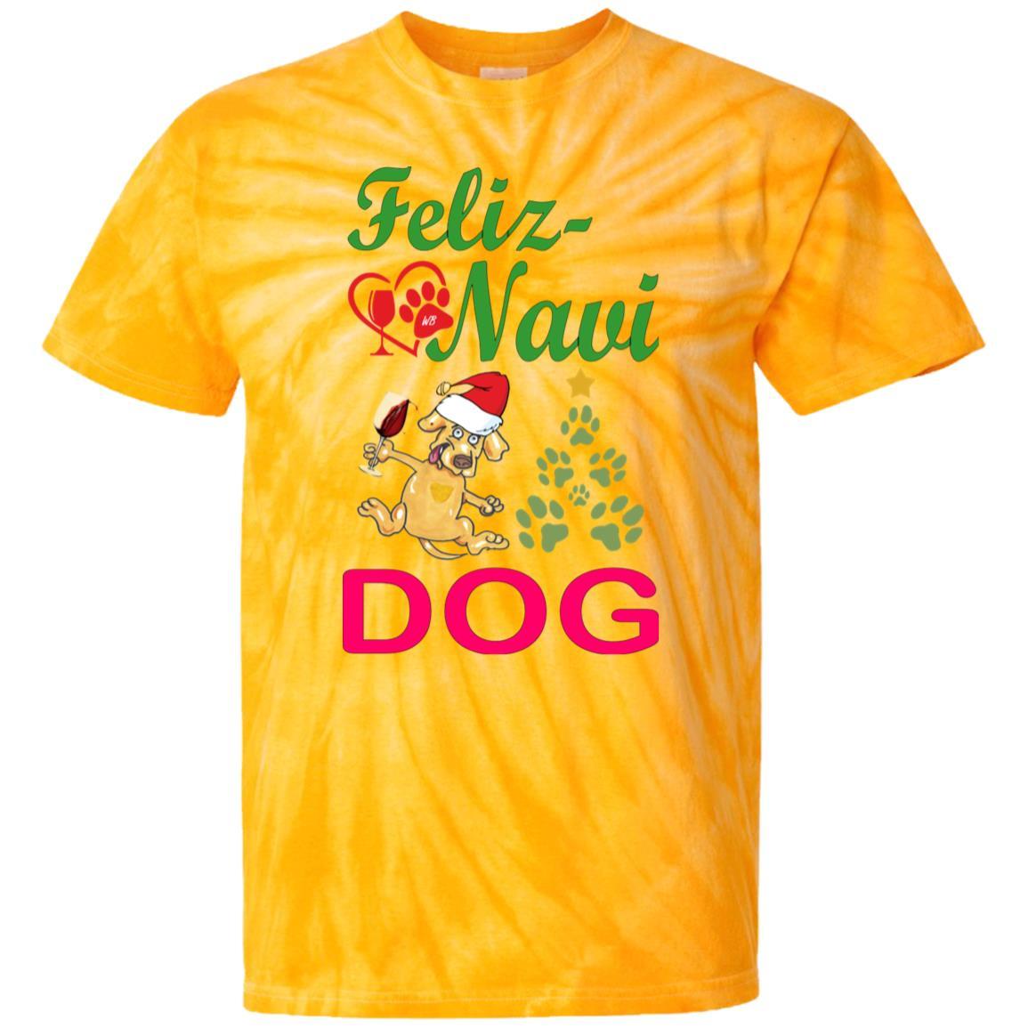 Feliz Navi Dog Tie Dye Youth T-Shirt | Christmas Holiday Graphic Tee for Dogs & Pet Lovers | Perfect for Xmas Parties, Pet Photos & Festive Gifts