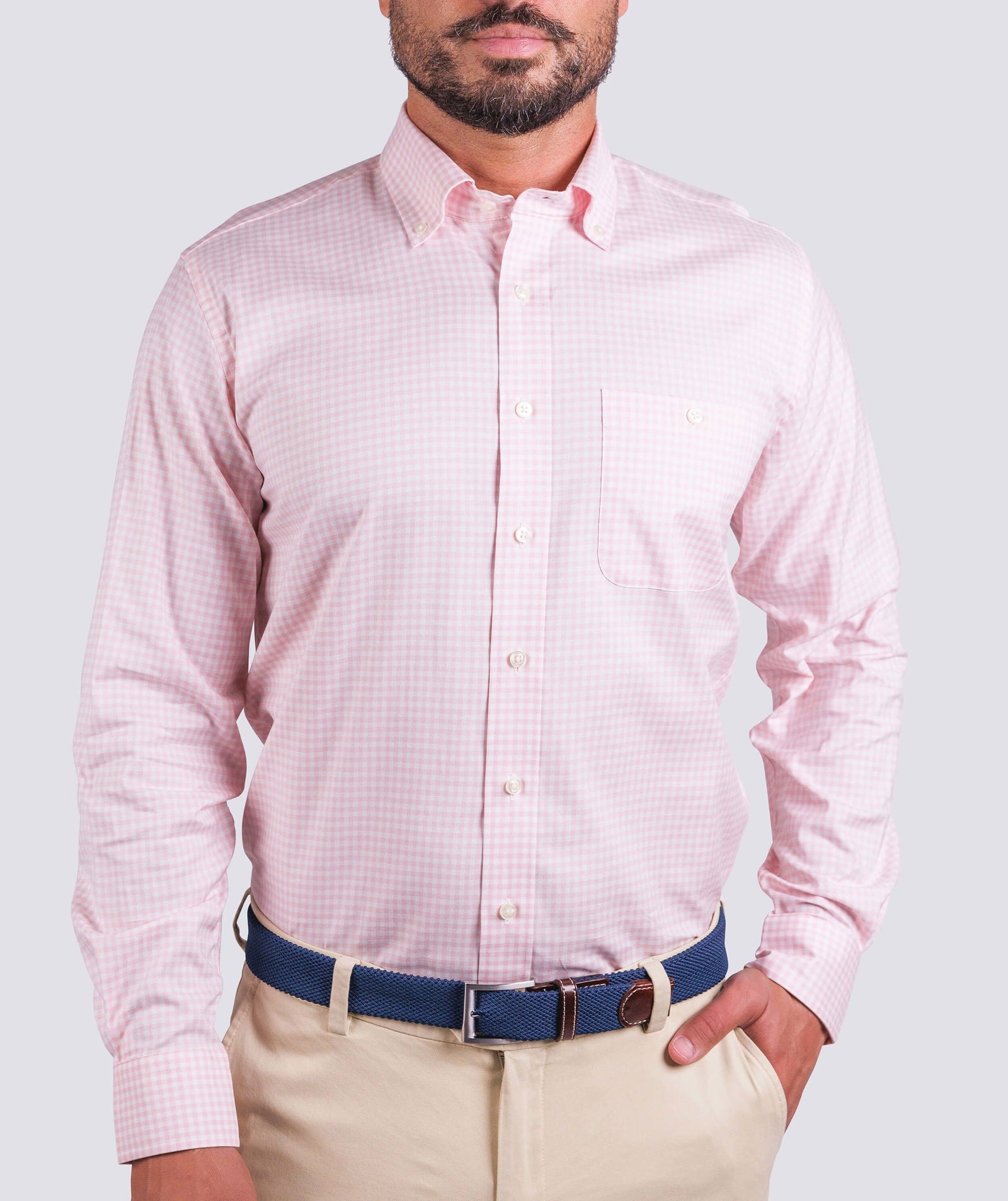 Barrett Gingham Sport Shirt for Men - Casual Short Sleeve Button Down Shirt for Summer, Golf, and Outdoor Activities
