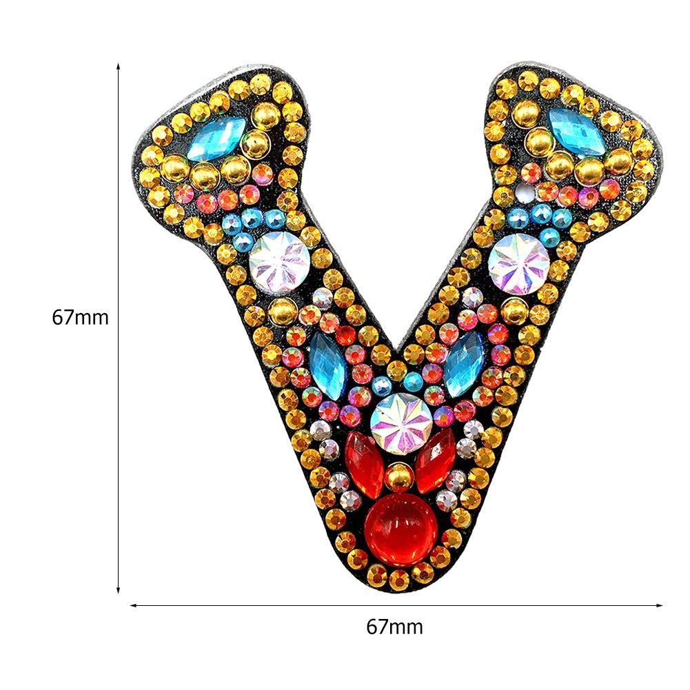 5D Diamond Painting Keychain Kit - DIY Full Drill A-Z Letter Keychains with Crystal Rhinestones, Mosaic Art by Number for Adults | Perfect for Gifts, Home Decor & Craft Projects (V)