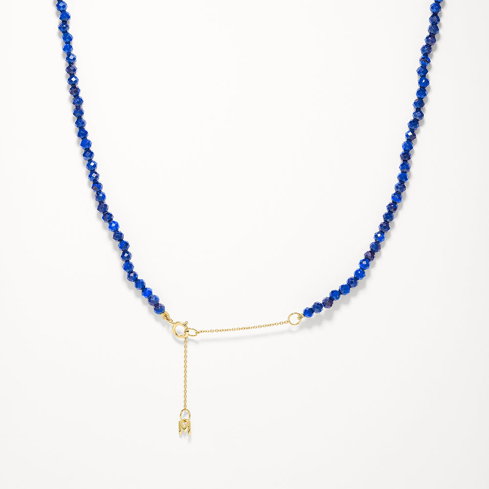 Micro Lapis Lazuli Bead Necklace in Gold - Elegant Blue Gemstone Jewelry for Women | Perfect for Gifts, Weddings & Special Occasions