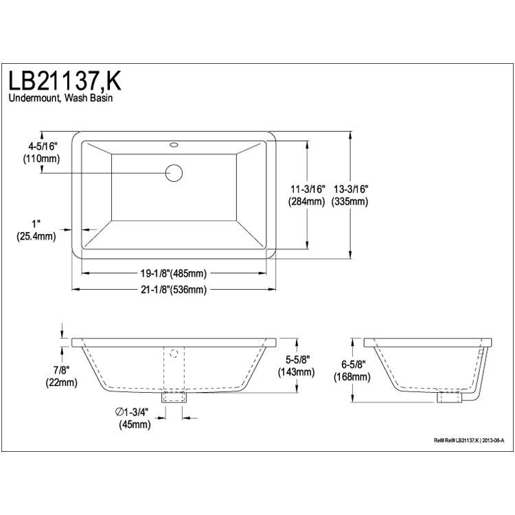 Castillo Black Undermount Bathroom Sink with Overflow Hole - Modern Porcelain Vessel Sink for Bathroom Vanity, Powder Room & Guest Bath - LB21137K