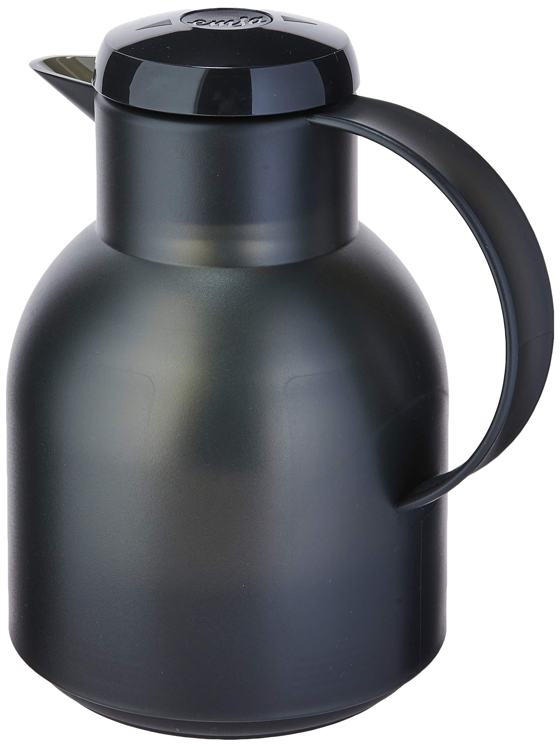 Emsa Samba Quick Press Vacuum Insulated Thermal Carafe - 34 oz Translucent Black | Keep Coffee Hot for Hours | Perfect for Office, Home & Outdoor Use