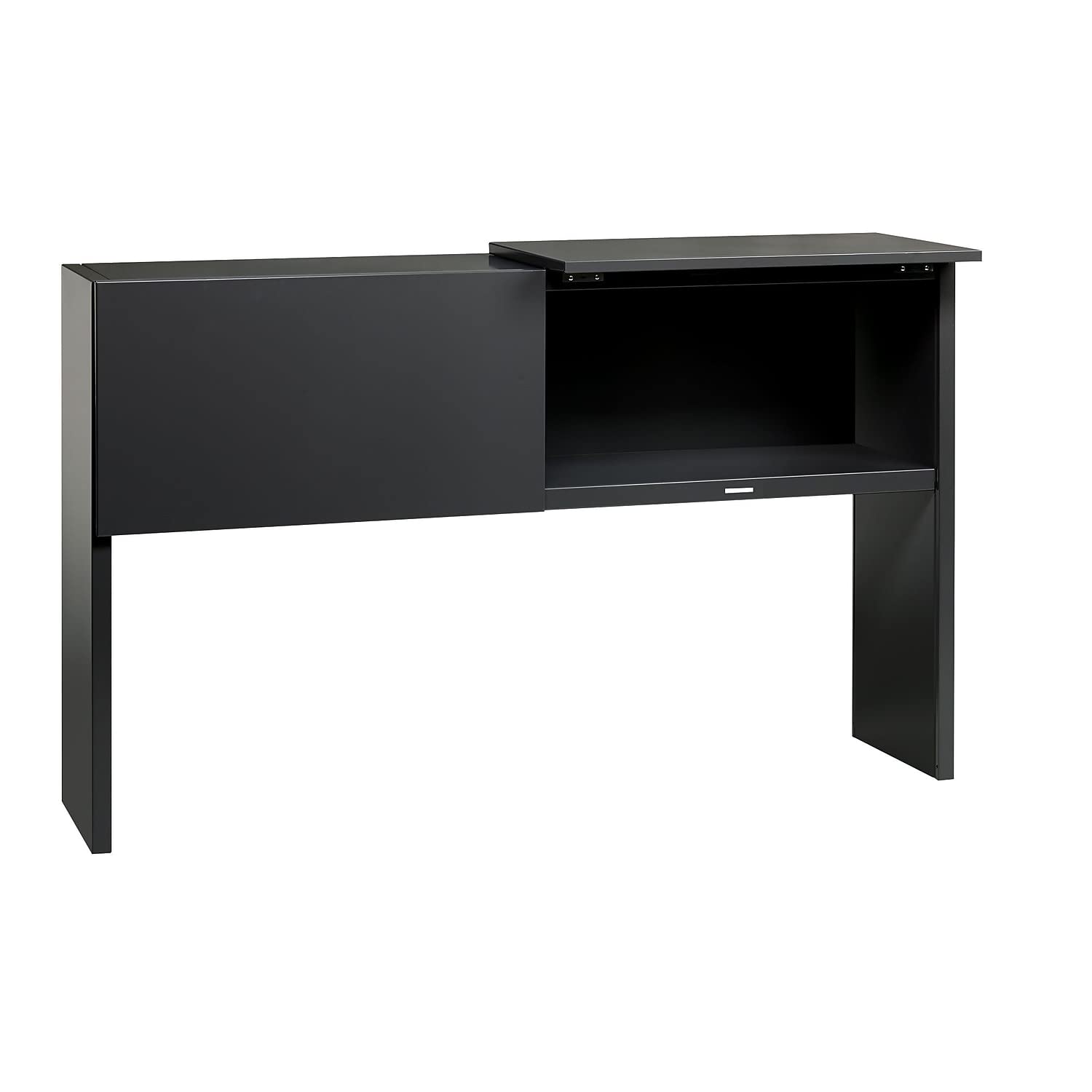 Lorell Charcoal Steel Desk with Stack-on Hutch - Durable Office Desk with Storage Shelf for Home & Business Workspace, Perfect for Study, Work, and Organization