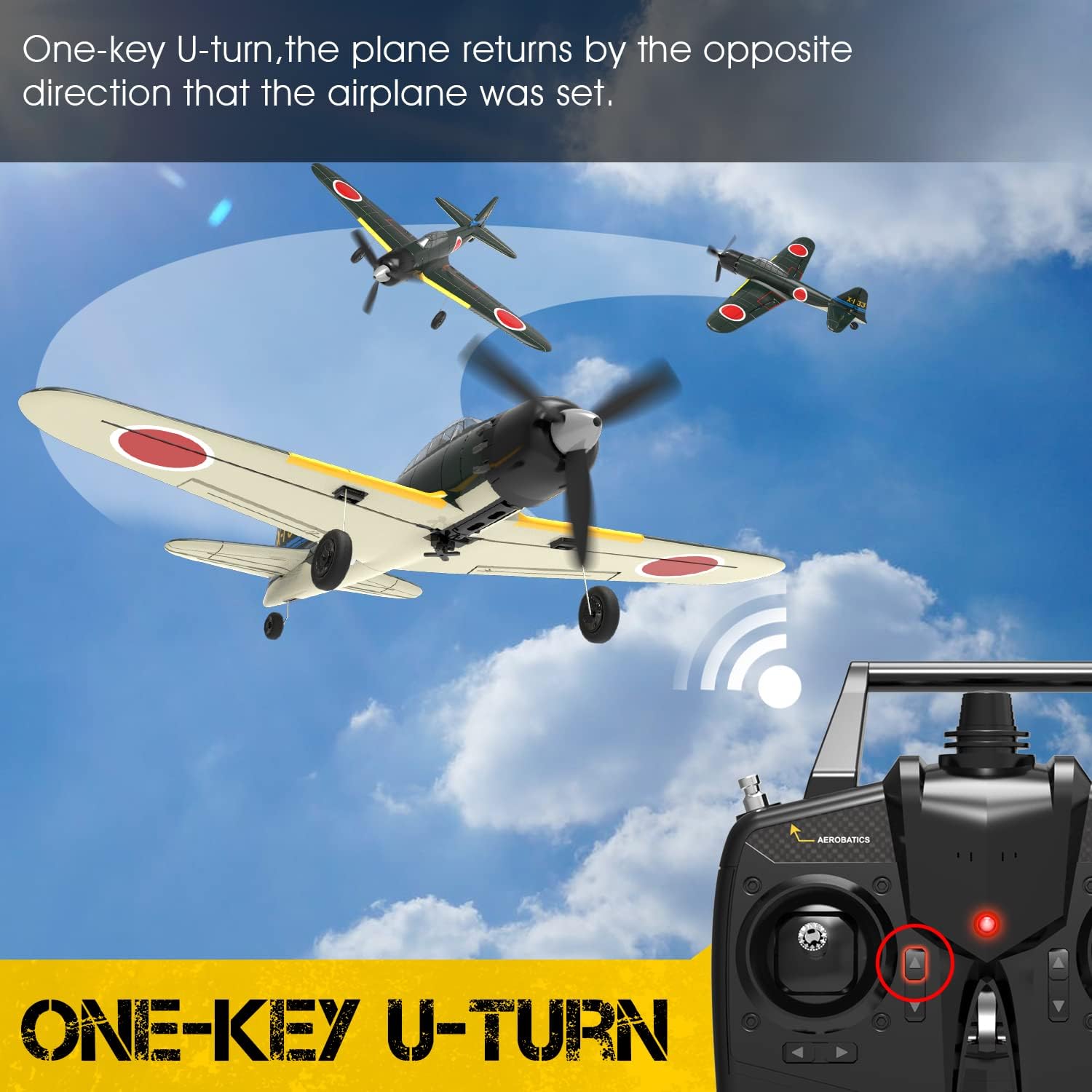 VOLANTEXRC A6M Zero WWII RC Airplane for Beginners - 4CH 2.4Ghz Remote Control Plane with Aileron, Xpilot Self-Righting & One Key Aerobatic - Perfect Gift for Adults & RC Enthusiasts (761-15 RTF) - Great for Outdoor Flying, Backyard Practice & Aerial Stunt Shows