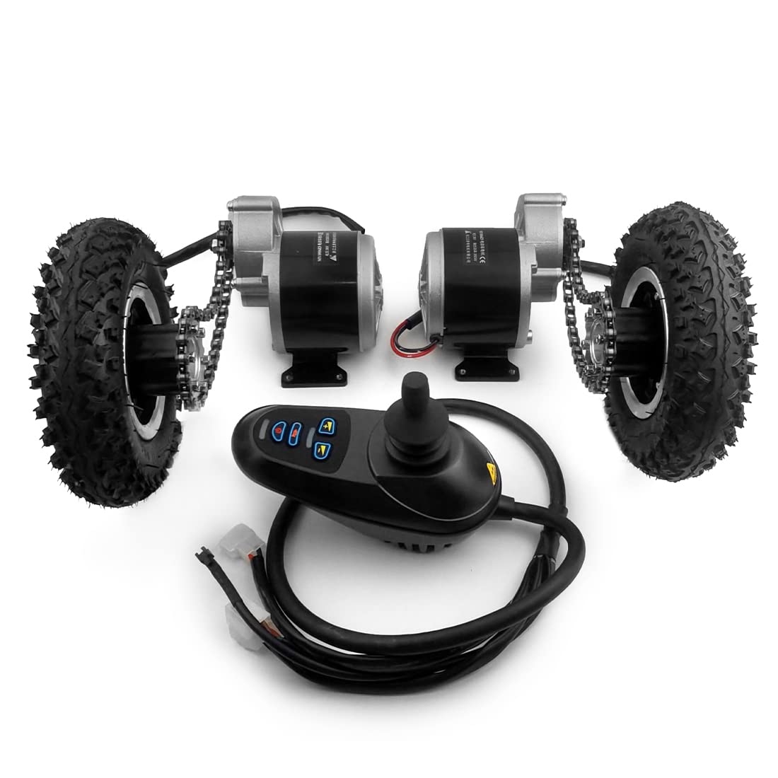 350W Dual Chain Drive Electric Wheelchair Kit - 8 Inch Inflated Wheels with Joystick Controller for Mobility Scooters & Electric Dolly Carts | Indoor/Outdoor Use for Seniors & Disabled Persons