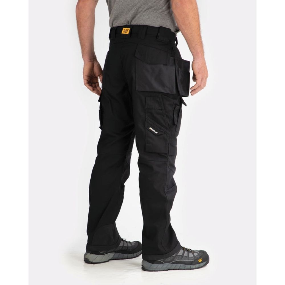 CAT Men's Trademark Work Pants - Durable & Comfortable Black C172 for Construction, Landscaping & Outdoor Work