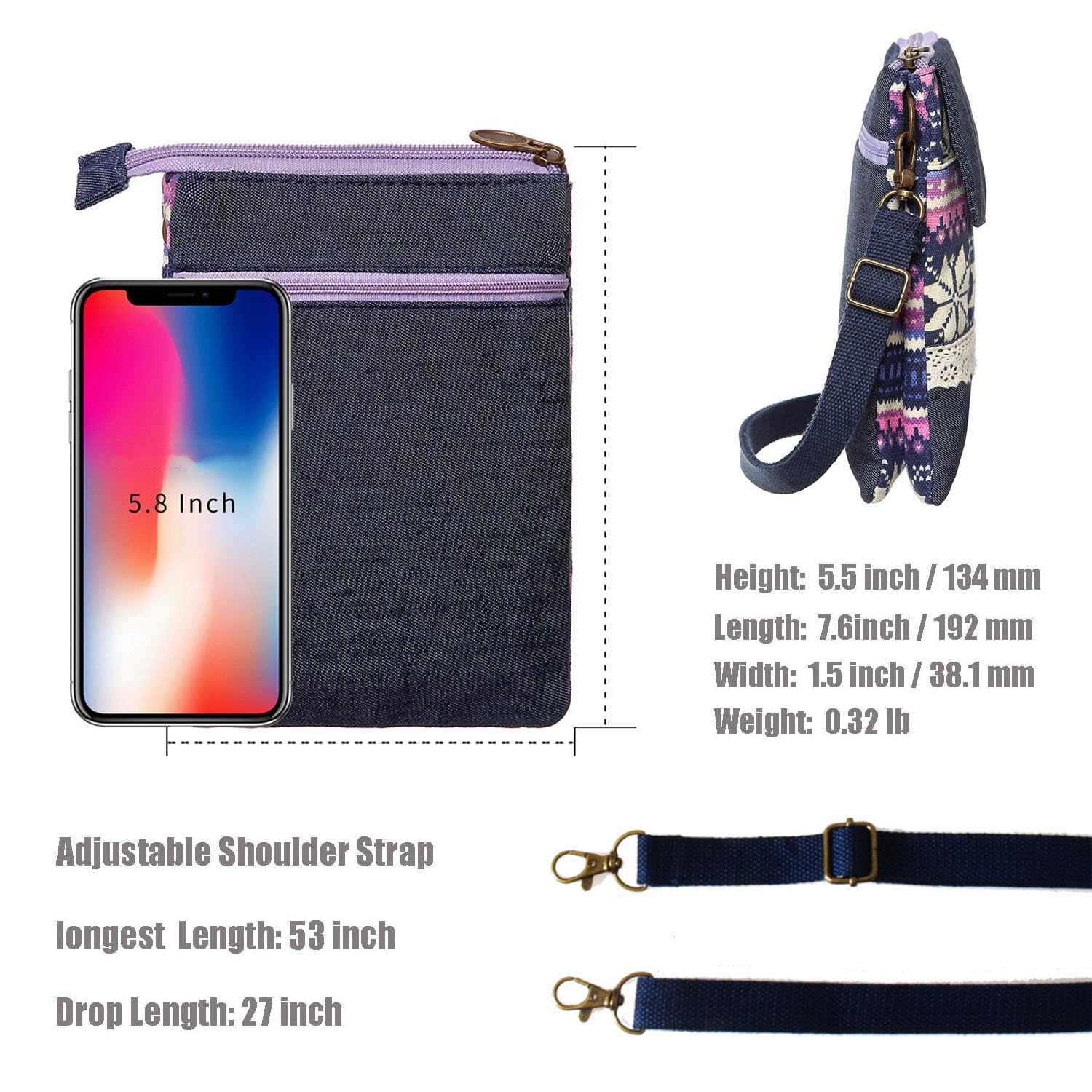 Stylish Leaf Pattern Canvas Crossbody Phone Purse - Lightweight Small Wallet Bag for Women & Girls | Perfect for Daily Use, Travel, Shopping & Outdoor Activities