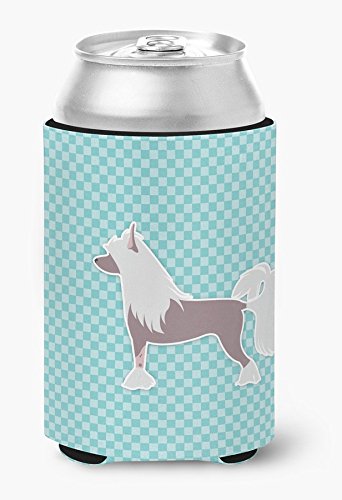 CoolCookware Chinese Crested Checkerboard Blue Can or Bottle Hugger - Insulated Beverage Sleeve for Coffee, Soda & Beer Cans - Perfect for Picnics, BBQs & Outdoor Parties