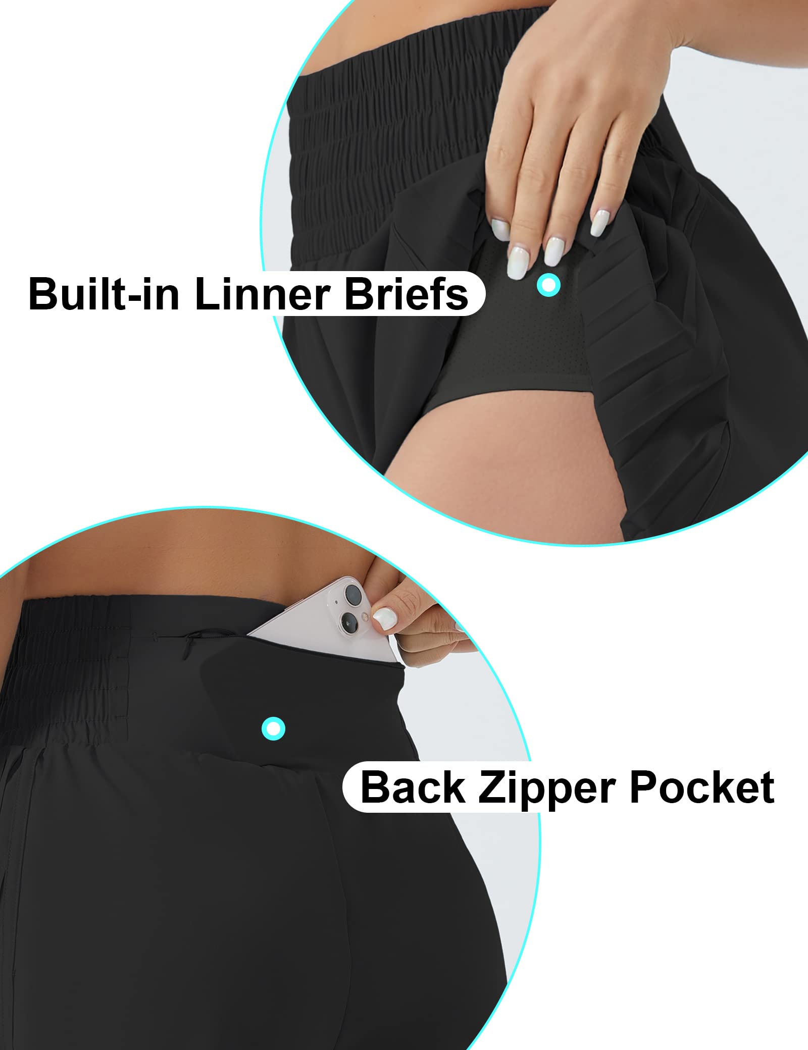 THE GYM PEOPLE Women's High Waist Workout Shorts - Side Pleated Athletic Running Shorts with Mesh Liner & Zip Pocket - Perfect for Gym, Yoga, Running & Outdoor Activities