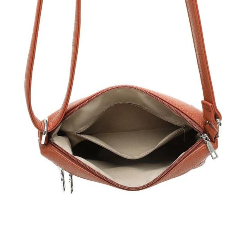 Stylish Women's Double Front Zip PU Leather Handbag - Fashionable School Shoulder Bag & Crossbody Purse for Daily Use, Work, and Travel