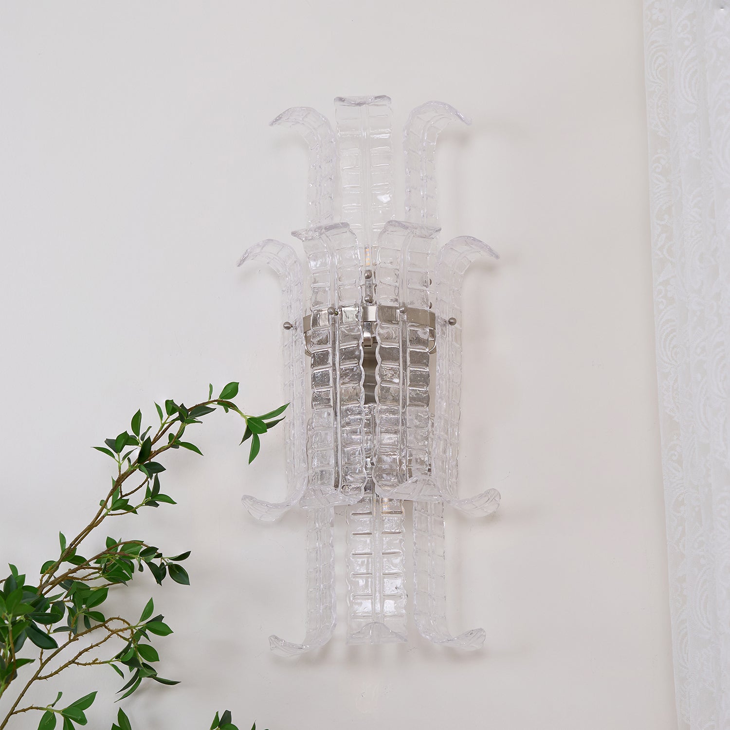 Elegant Aveline Murano Glass Wall Sconce - Handcrafted Italian Lighting Fixture for Bedroom, Living Room & Hallway Decor