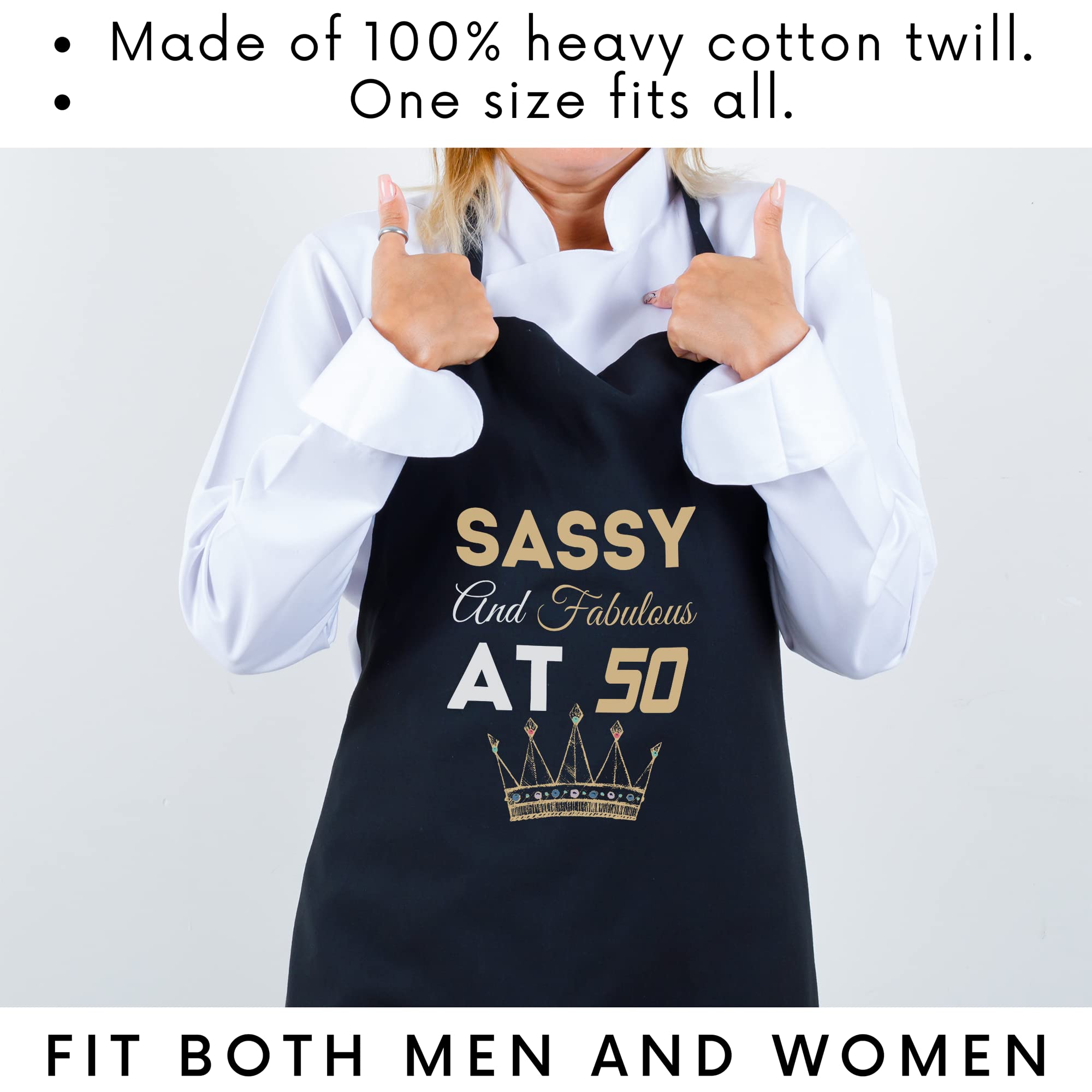 50th Birthday Apron for Men & Women - Sassy Fabulous Since 1971/1972 - One Size Fits All Kitchen Apron - Perfect for Birthday Parties, BBQ Cooking & Anniversary Celebrations