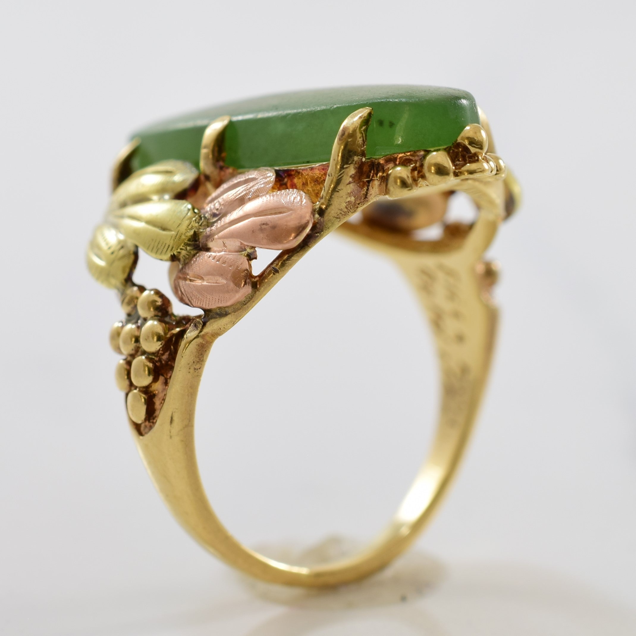5.00ct Natural Nephrite Jade Grape Leaf Ring - Size 6 | Elegant Handmade Jewelry for Women | Perfect Gift for Birthdays, Anniversaries & Special Occasions