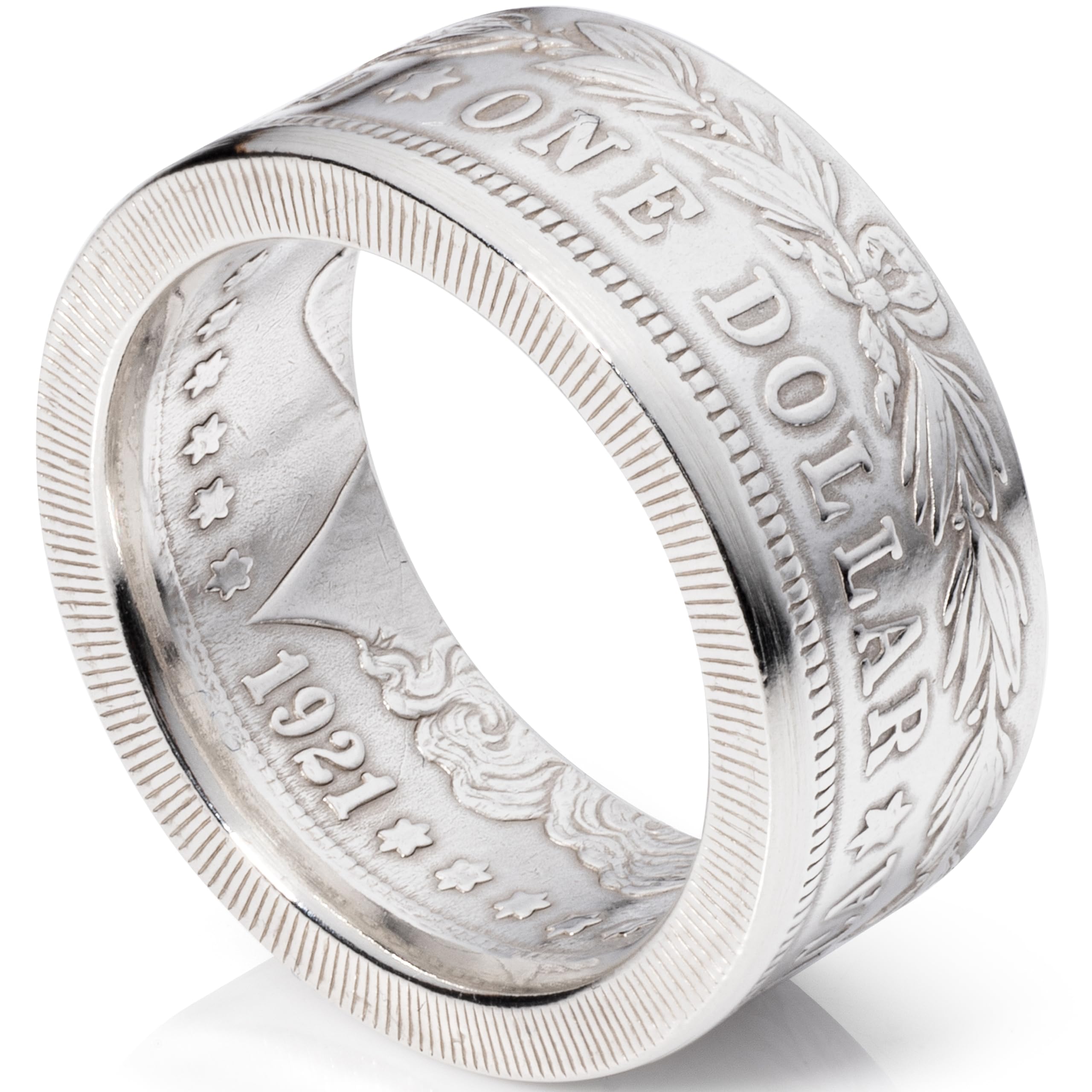 Handcrafted 1921 Morgan Silver Dollar Men's Ring - Authentic US Coin Jewelry | Polished Sterling Silver Band for Men | Vintage Style Gift for Collectors & History Lovers | Perfect for Weddings, Anniversaries & Special Occasions