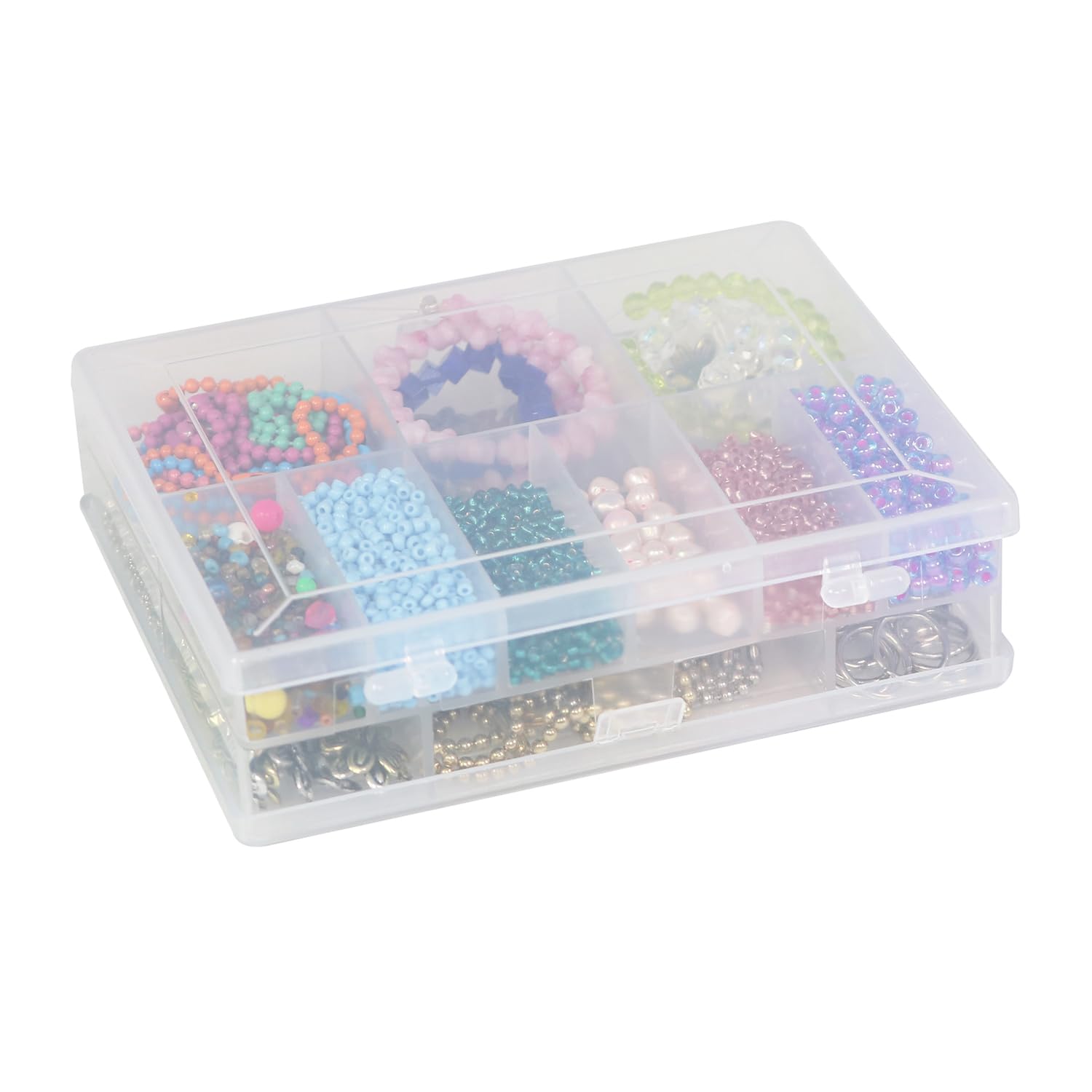 Double Sided Plastic Compartment Storage Box with Lids - Organizer for Jewelry, Crafts, Office Supplies & Small Items - Perfect for Home, Office, Travel & DIY Projects