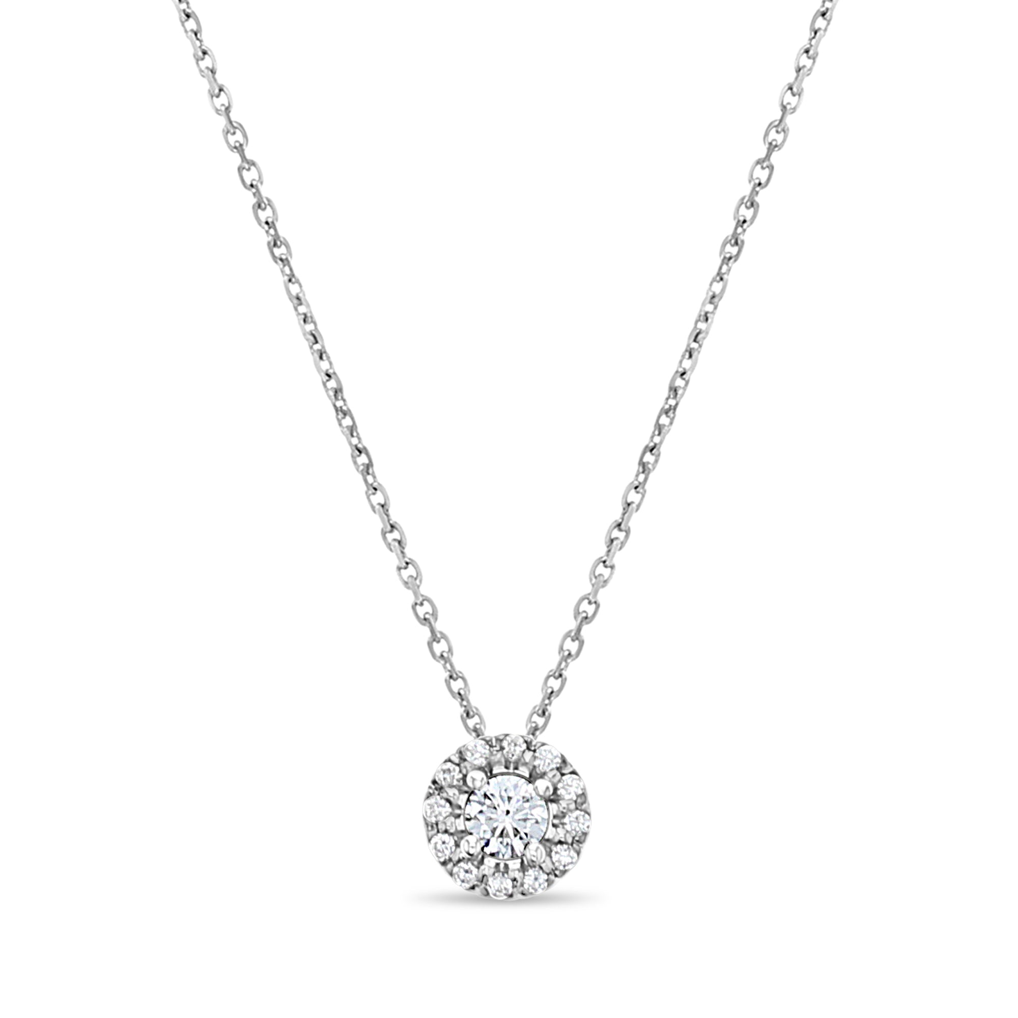 0.47cttw Half Carat Cluster Diamond Halo Pendant in 14K White Gold | Elegant Necklace for Women, Perfect Gift for Anniversary, Valentine's Day & Special Occasions