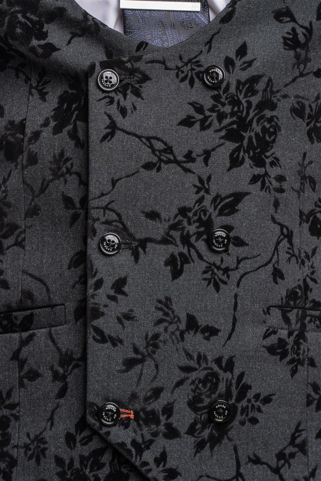 Cavani Georgi Floral Double Breasted Waistcoat for Men - Elegant Formal Vest for Weddings, Parties & Business Events