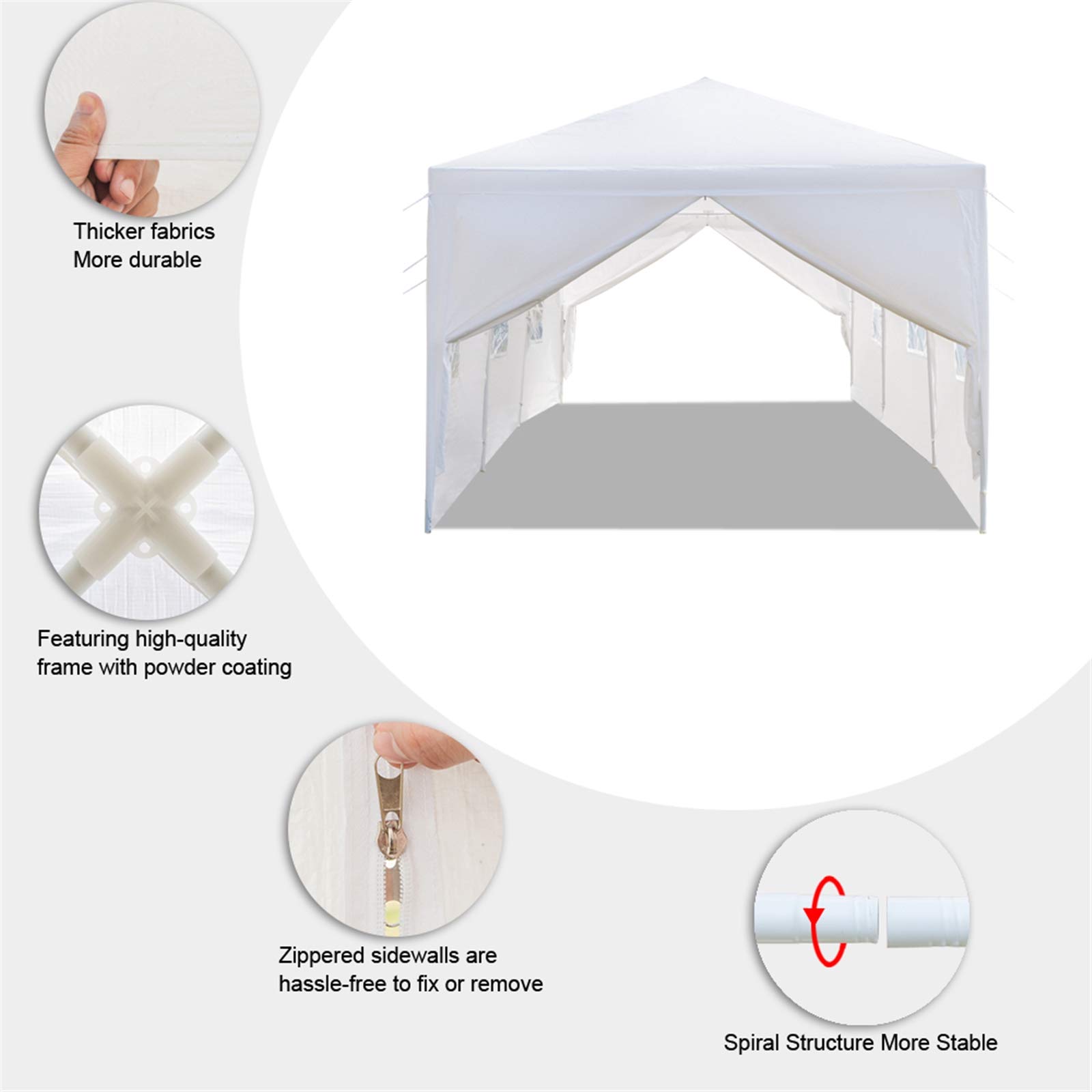 10x30 Party Tent - Large Outdoor Canopy with 8 Removable Sidewalls & Windows - Perfect for Weddings, Birthdays, Backyard Events - White Temporary Shelter for Outdoor Gatherings, Picnics, Festivals & Camping