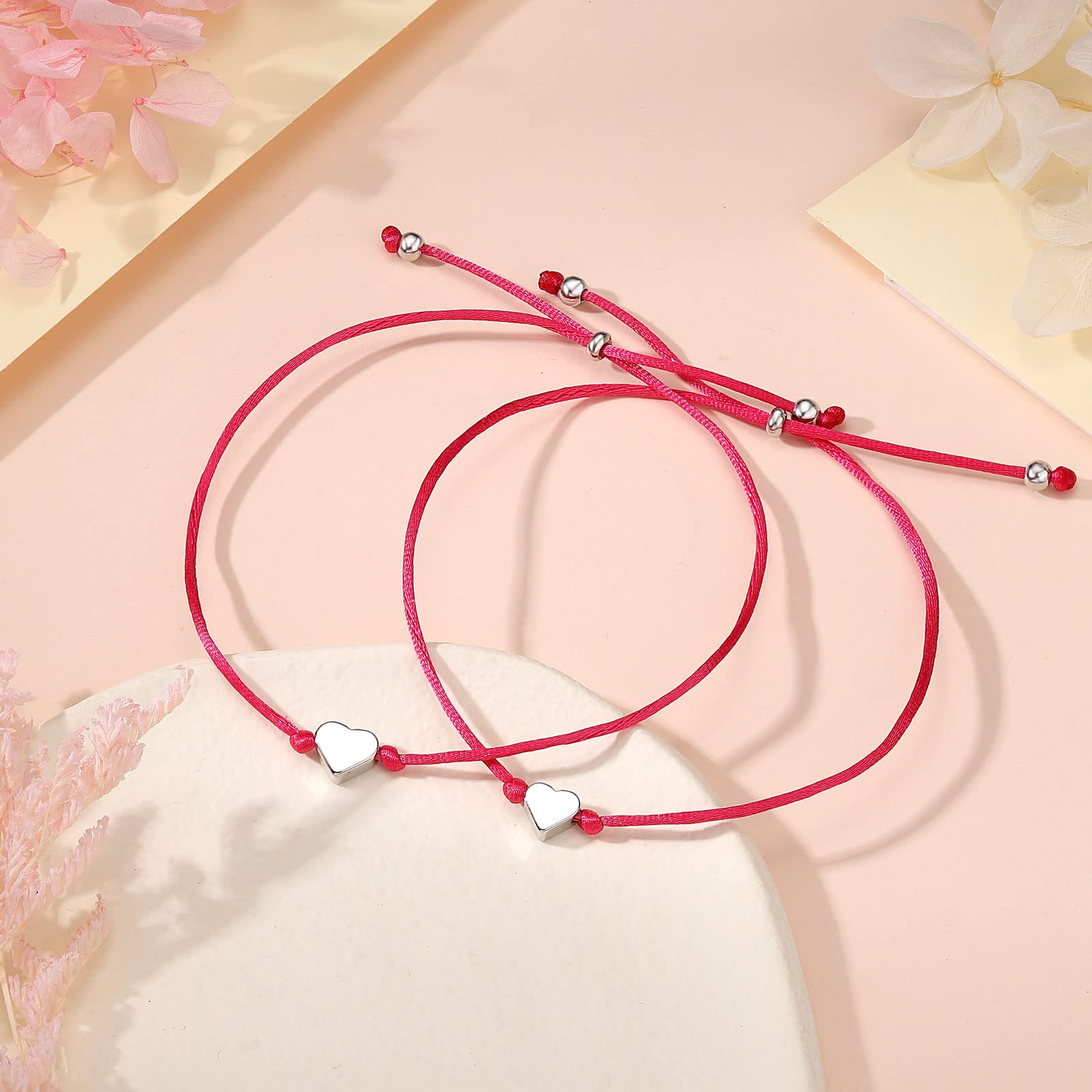 UNGENT THEM Mother Daughter Matching Bracelets Set - Heart Charm Wish Bracelets for Back to School, First Day Gifts for Girls & Boys | Perfect for School Photos, Graduation, and Family Bonding Moments